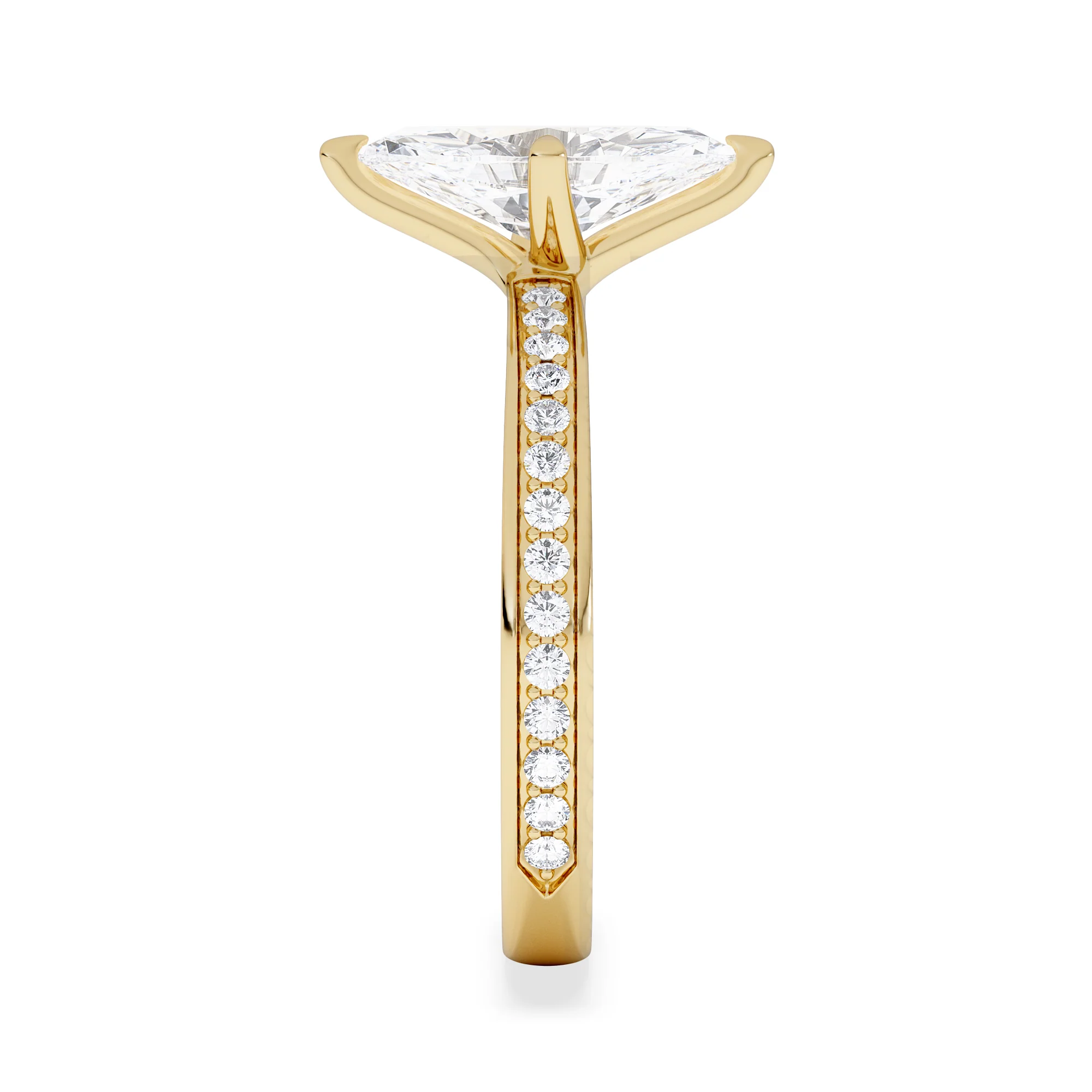 Origin Twist 1.00ct Marquise Cut Lab Diamond Solitaire Engagement Ring with Side Stones in 18K Yellow Gold - Image 5