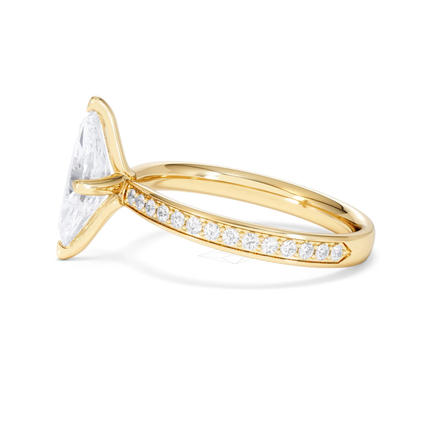 Origin Twist 1.00ct Marquise Cut Lab Diamond Solitaire Engagement Ring with Side Stones in 18K Yellow Gold - Image 68