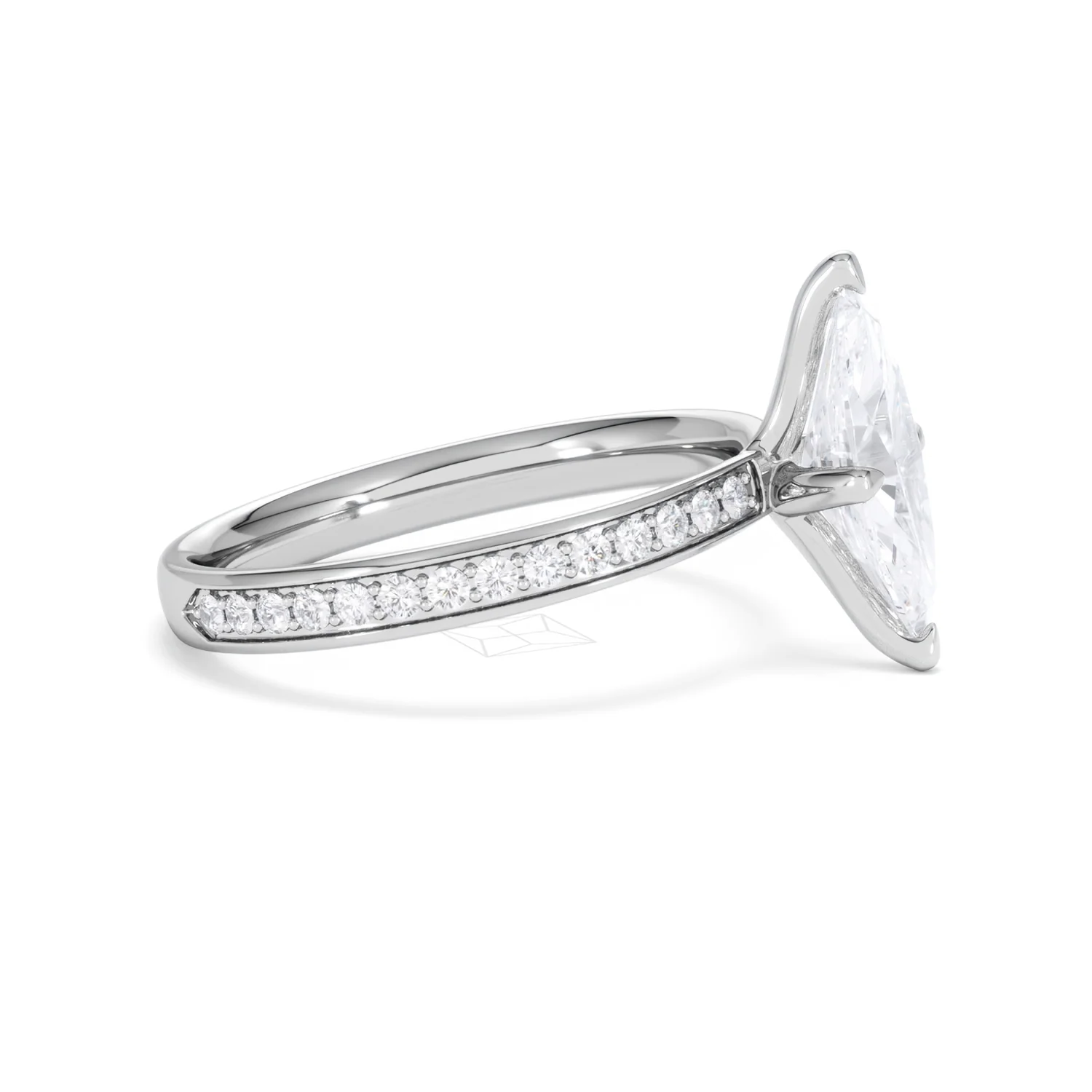 Origin Twist 1.00ct Marquise Cut Lab Diamond Solitaire Engagement Ring with Side Stones in Platinum - Image 23