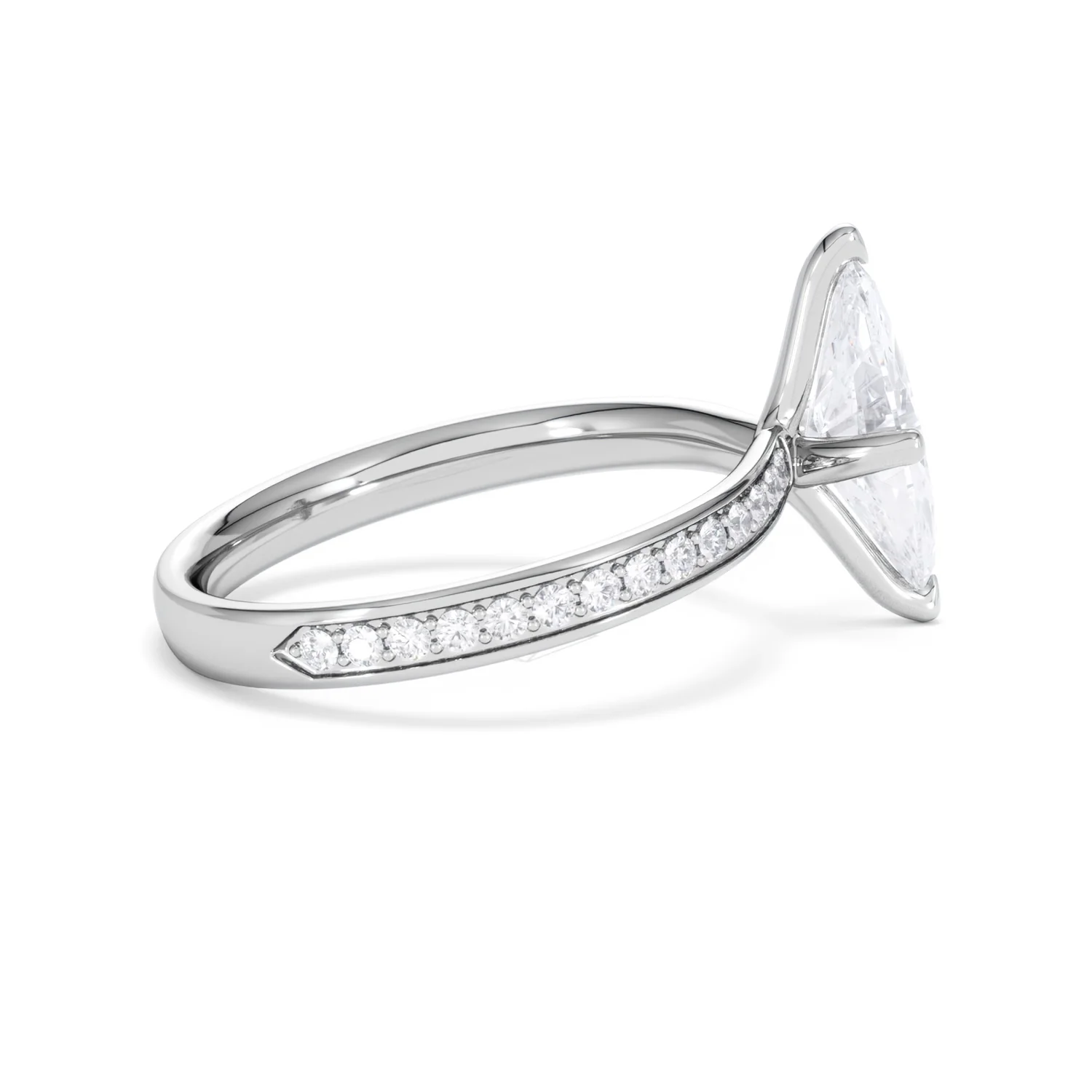 Origin Twist 1.00ct Marquise Cut Lab Diamond Solitaire Engagement Ring with Side Stones in Platinum - Image 29