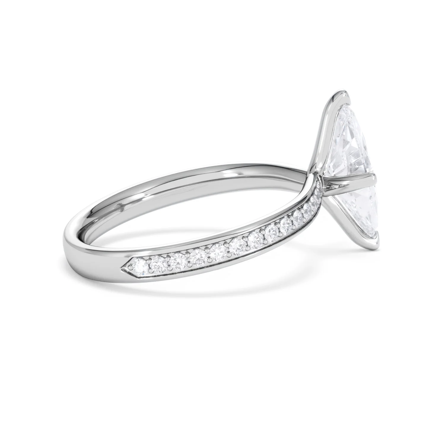 Origin Twist 1.00ct Marquise Cut Lab Diamond Solitaire Engagement Ring with Side Stones in Platinum - Image 30
