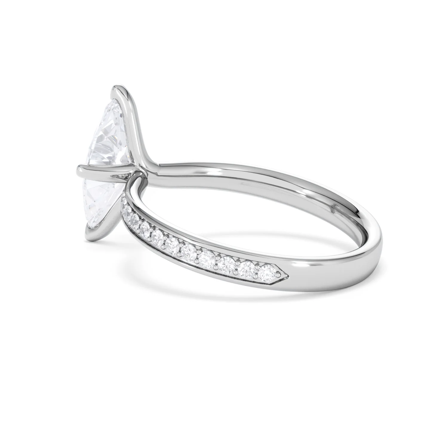Origin Twist 1.00ct Marquise Cut Lab Diamond Solitaire Engagement Ring with Side Stones in Platinum - Image 60