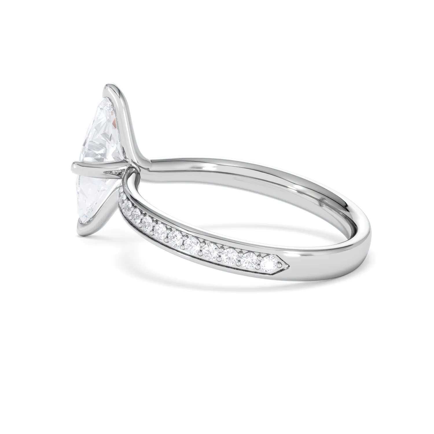 Origin Twist 1.00ct Marquise Cut Lab Diamond Solitaire Engagement Ring with Side Stones in Platinum - Image 61
