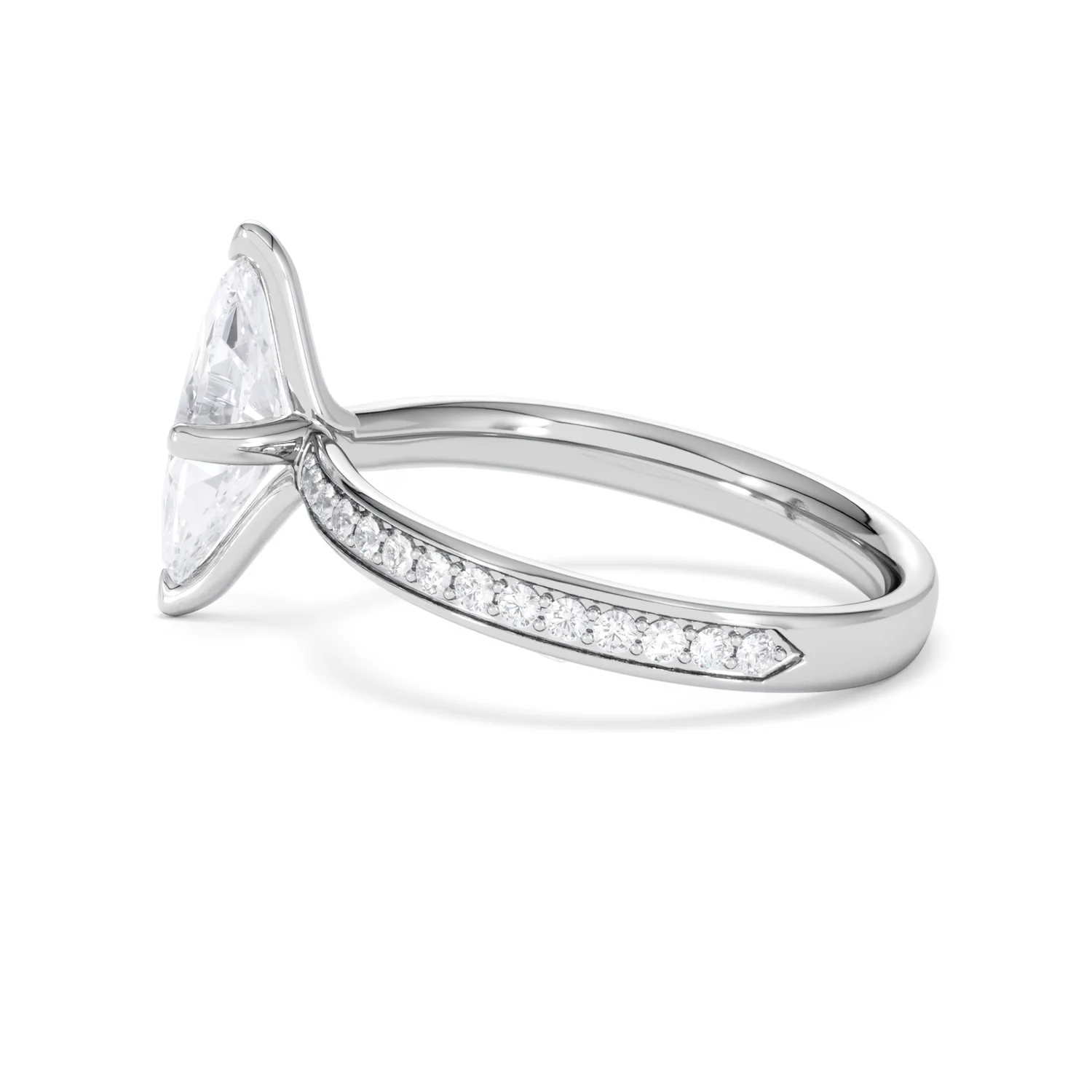 Origin Twist 1.00ct Marquise Cut Lab Diamond Solitaire Engagement Ring with Side Stones in Platinum - Image 64