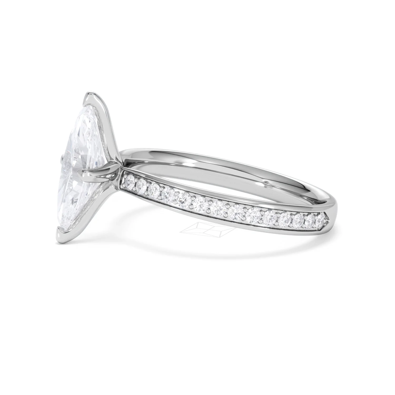 Origin Twist 1.00ct Marquise Cut Lab Diamond Solitaire Engagement Ring with Side Stones in Platinum - Image 71