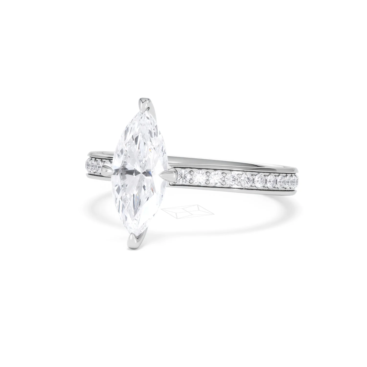 Origin Twist 1.00ct Marquise Cut Lab Diamond Solitaire Engagement Ring with Side Stones in Platinum - Image 82