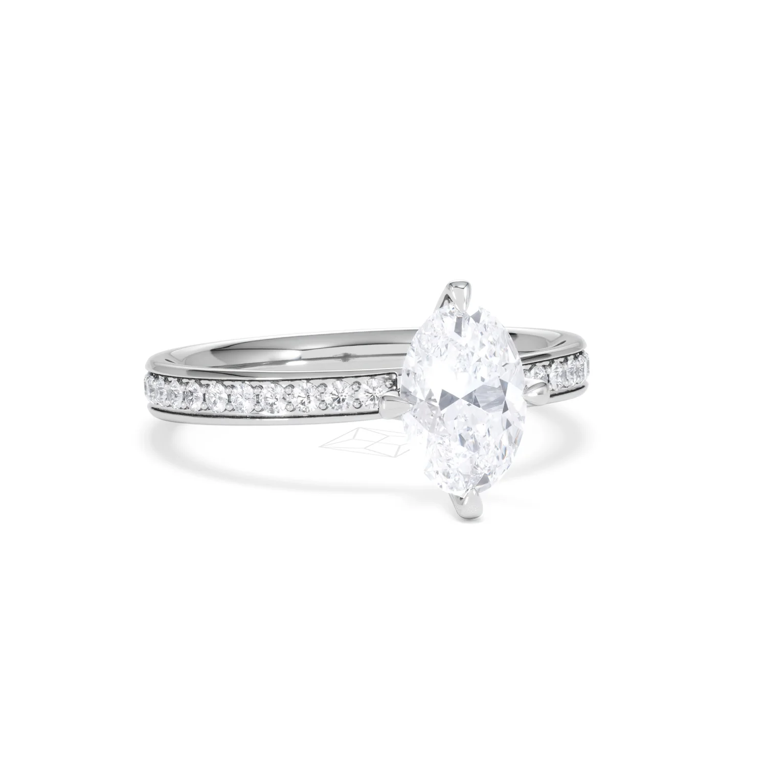 Origin Twist 1.00ct Oval Cut Lab Diamond Solitaire Engagement Ring with Side Stones in 18K White Gold - Image 11