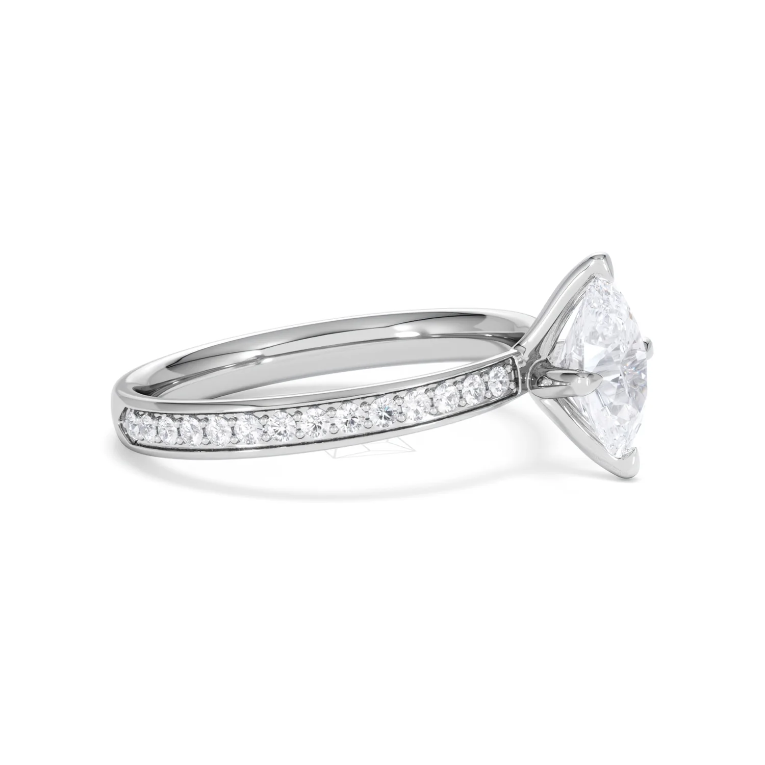 Origin Twist 1.00ct Oval Cut Lab Diamond Solitaire Engagement Ring with Side Stones in 18K White Gold - Image 21