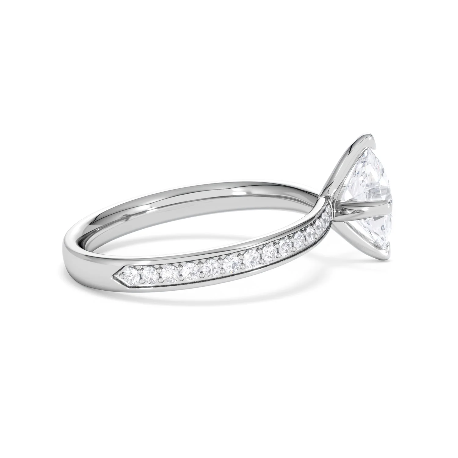 Origin Twist 1.00ct Oval Cut Lab Diamond Solitaire Engagement Ring with Side Stones in 18K White Gold - Image 29