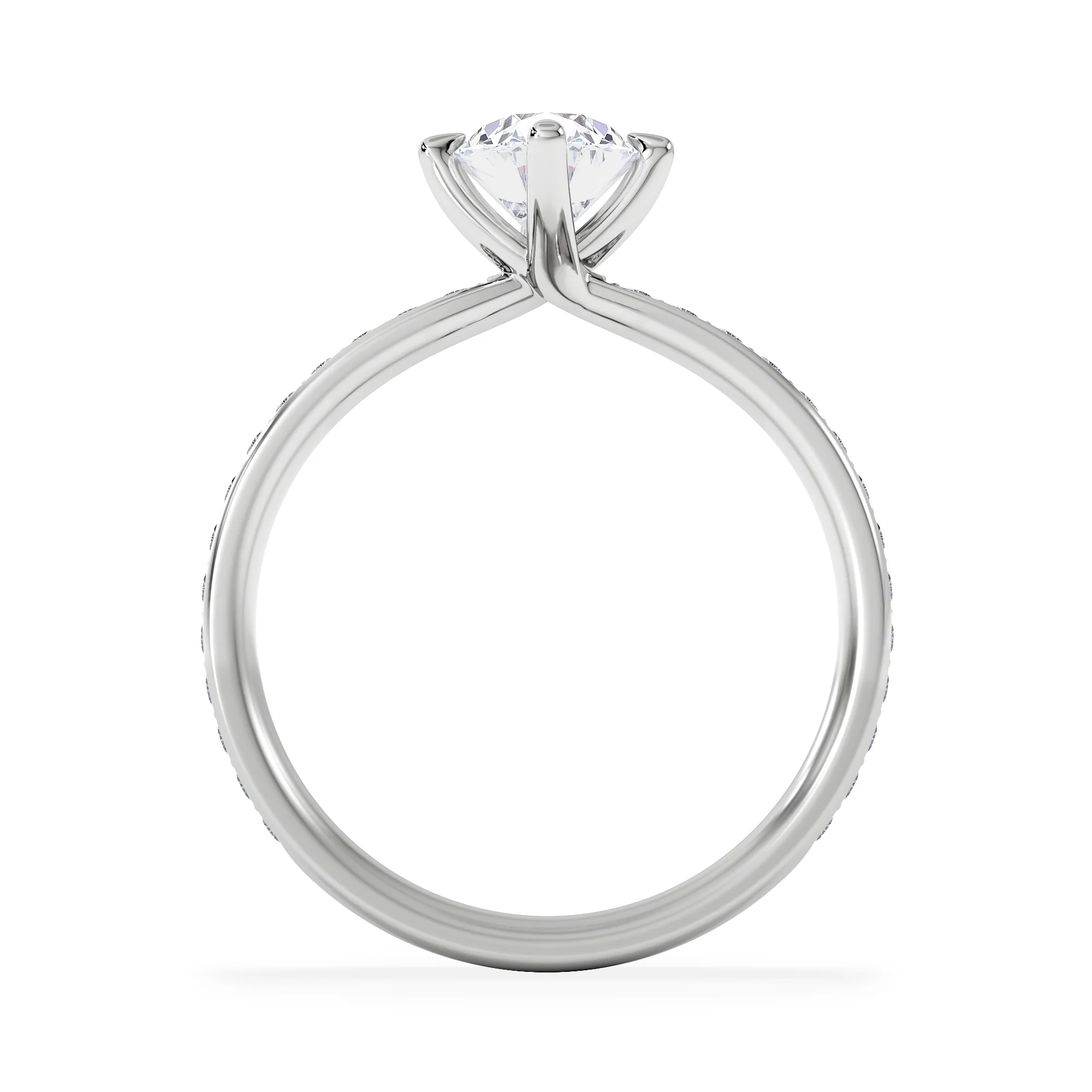 Origin Twist 1.00ct Oval Cut Lab Diamond Solitaire Engagement Ring with Side Stones in 18K White Gold - Image 3