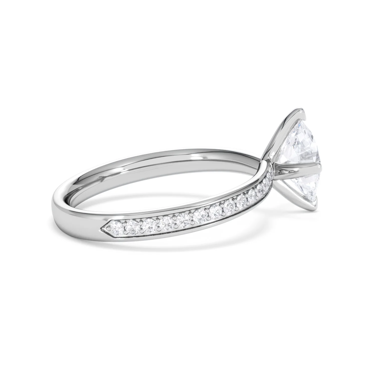 Origin Twist 1.00ct Oval Cut Lab Diamond Solitaire Engagement Ring with Side Stones in 18K White Gold - Image 30