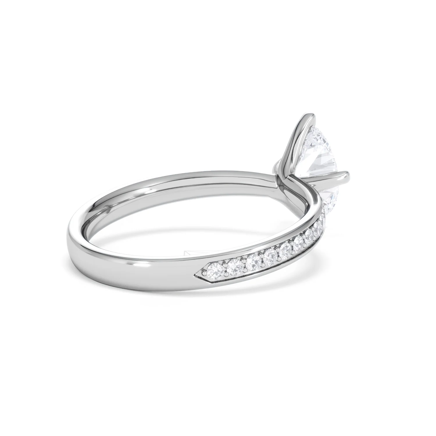 Origin Twist 1.00ct Oval Cut Lab Diamond Solitaire Engagement Ring with Side Stones in 18K White Gold - Image 37
