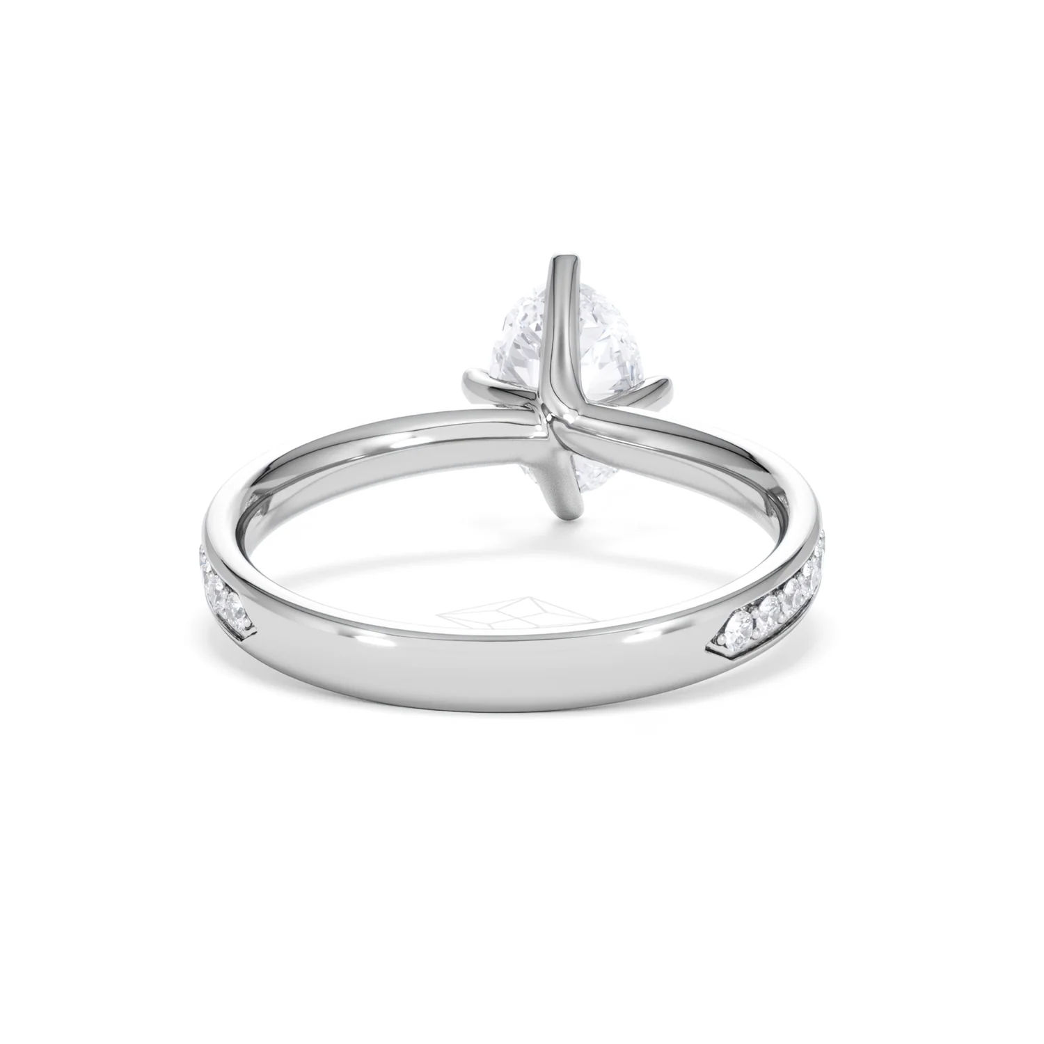 Origin Twist 1.00ct Oval Cut Lab Diamond Solitaire Engagement Ring with Side Stones in 18K White Gold - Image 45