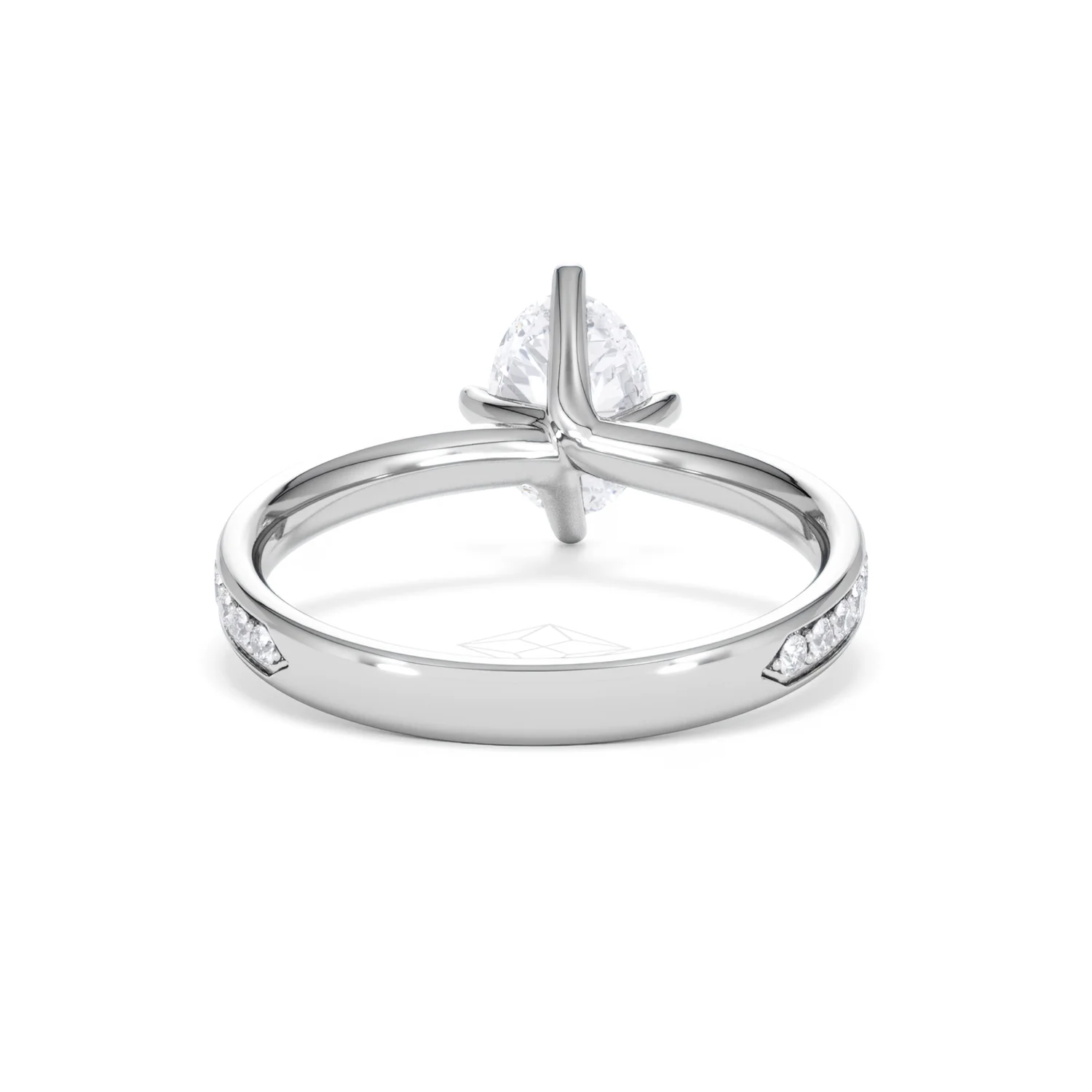 Origin Twist 1.00ct Oval Cut Lab Diamond Solitaire Engagement Ring with Side Stones in 18K White Gold - Image 46