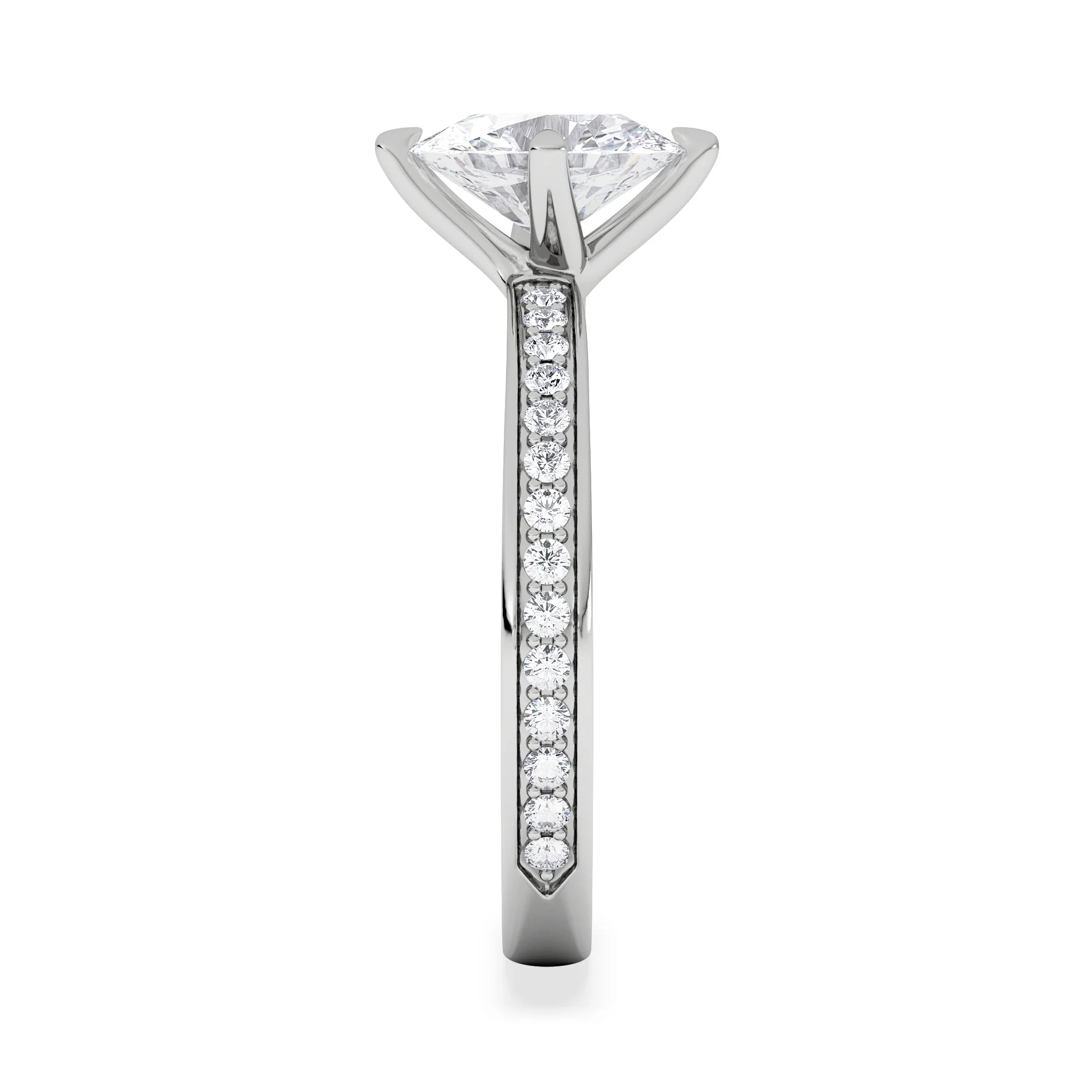 Origin Twist 1.00ct Oval Cut Lab Diamond Solitaire Engagement Ring with Side Stones in 18K White Gold - Image 5