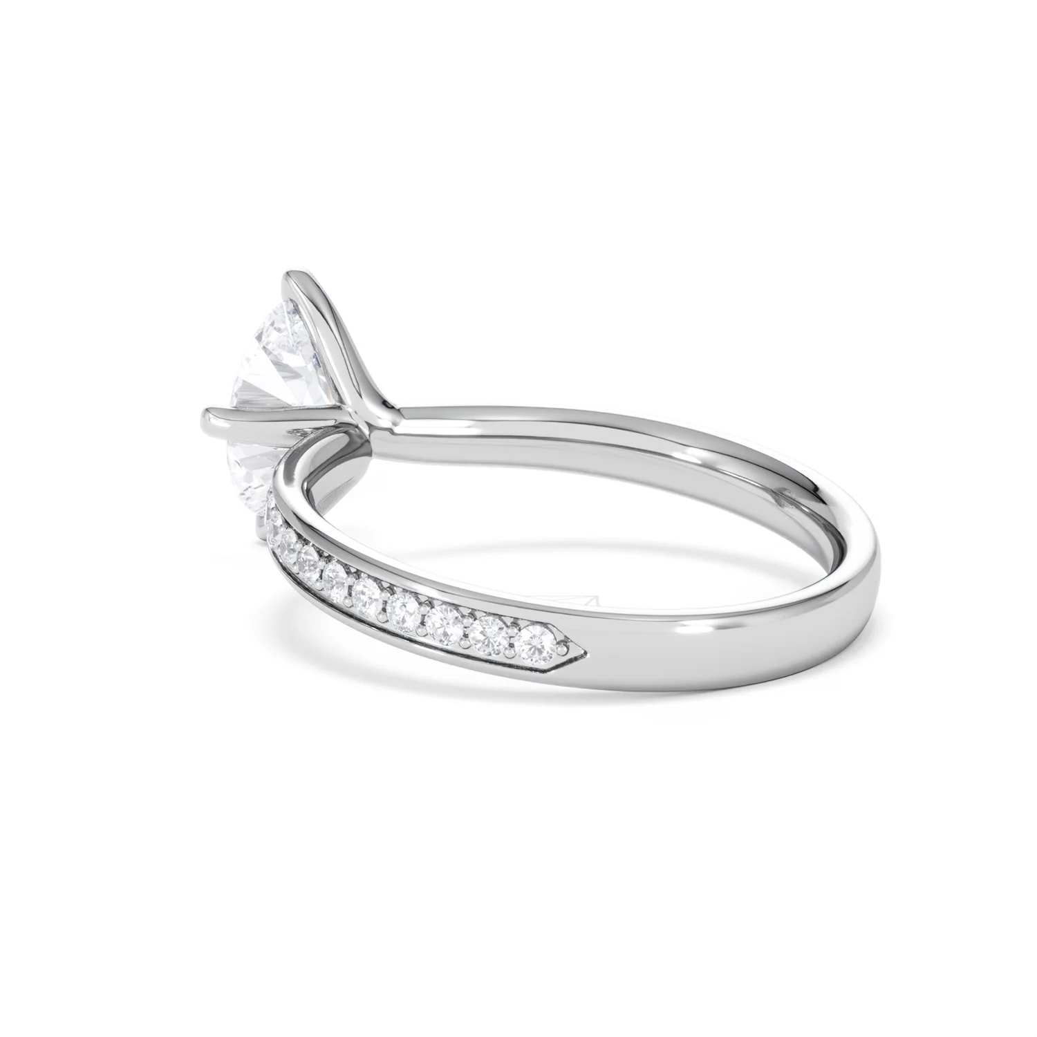 Origin Twist 1.00ct Oval Cut Lab Diamond Solitaire Engagement Ring with Side Stones in 18K White Gold - Image 57
