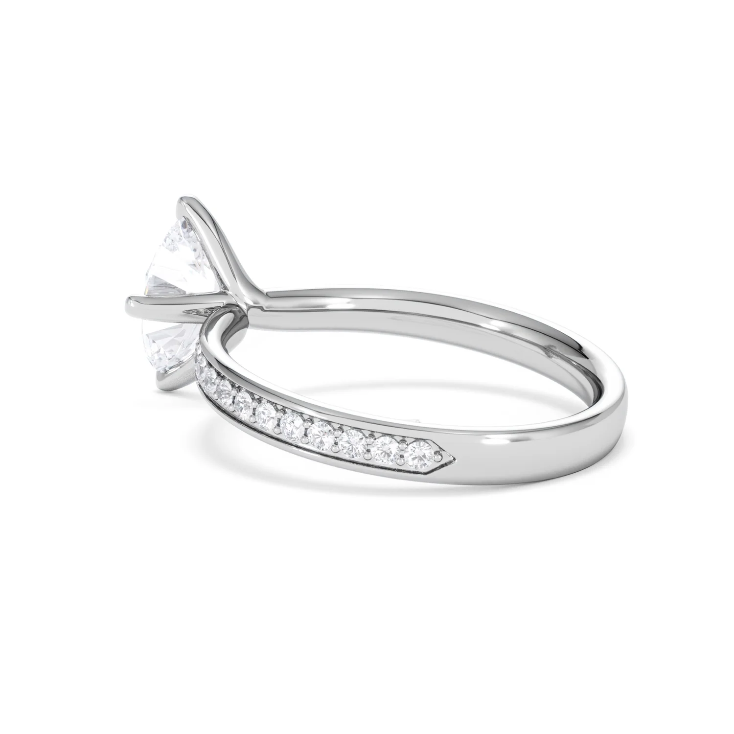 Origin Twist 1.00ct Oval Cut Lab Diamond Solitaire Engagement Ring with Side Stones in 18K White Gold - Image 59