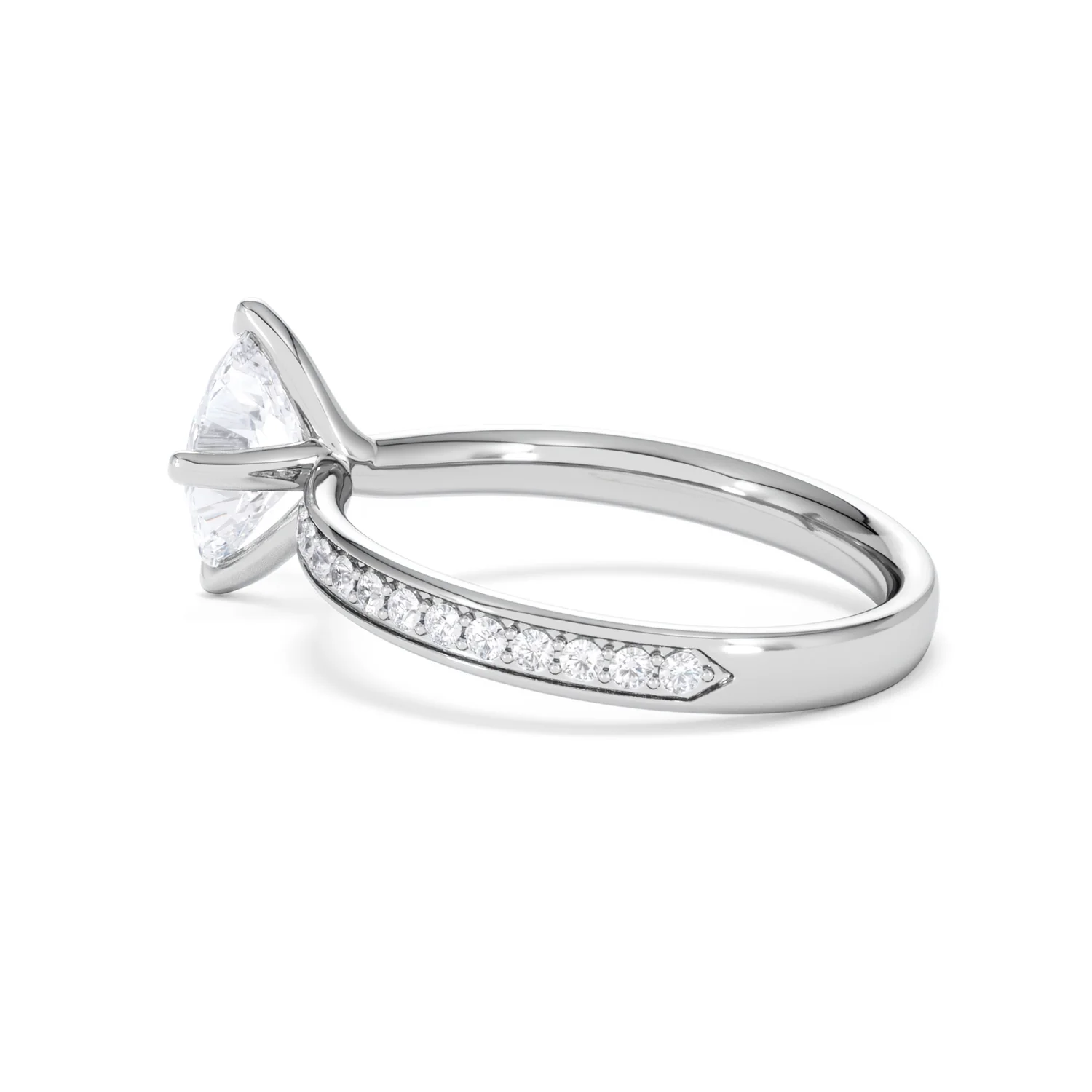 Origin Twist 1.00ct Oval Cut Lab Diamond Solitaire Engagement Ring with Side Stones in 18K White Gold - Image 61