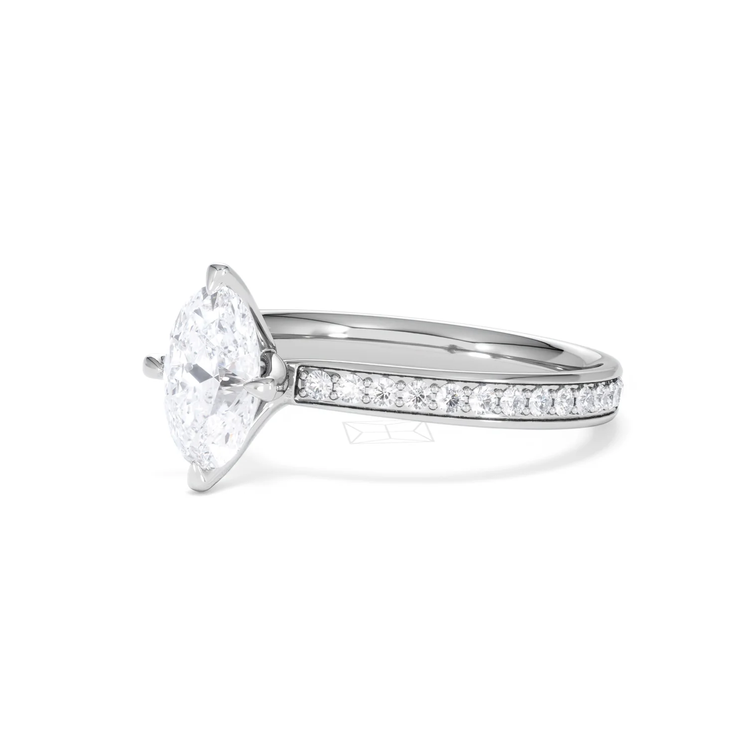 Origin Twist 1.00ct Oval Cut Lab Diamond Solitaire Engagement Ring with Side Stones in 18K White Gold - Image 78