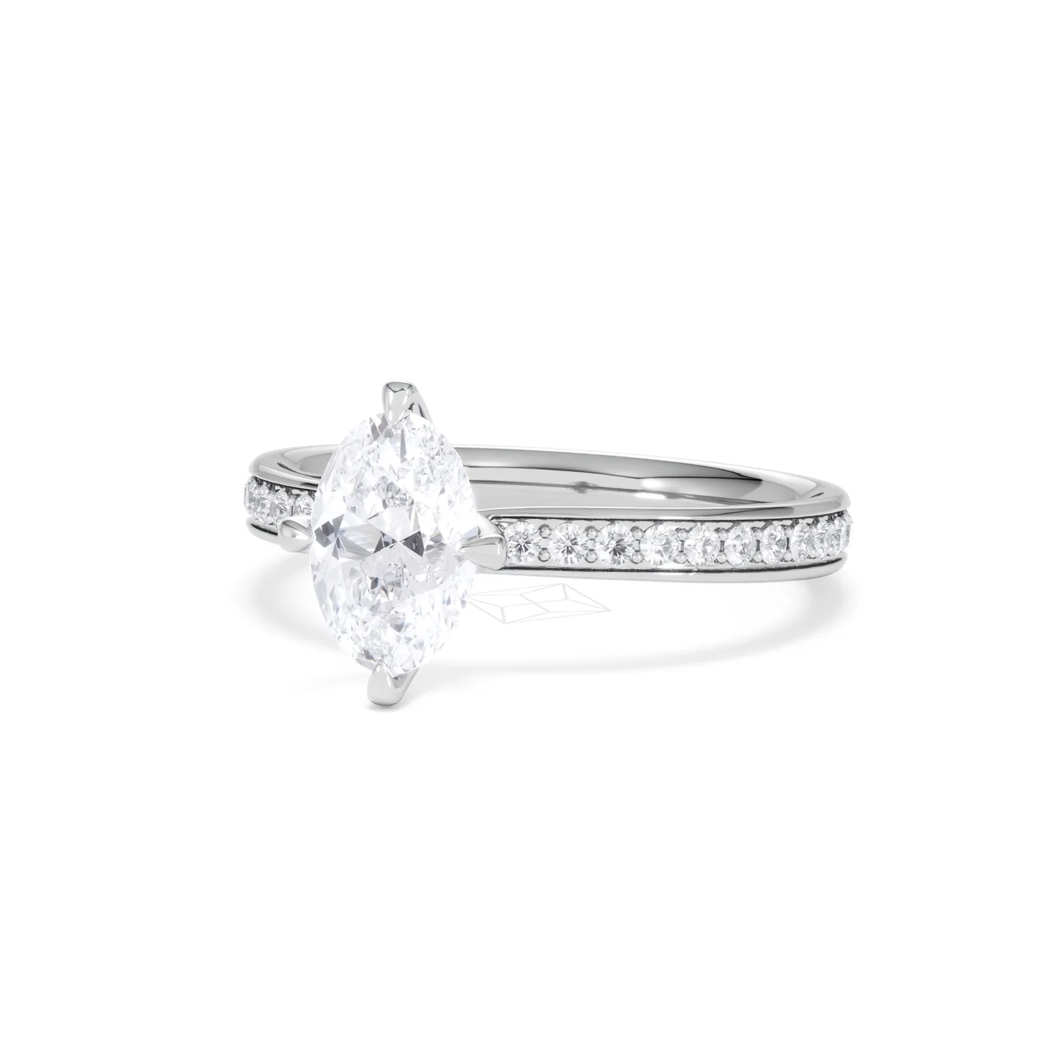 Origin Twist 1.00ct Oval Cut Lab Diamond Solitaire Engagement Ring with Side Stones in 18K White Gold - Image 82