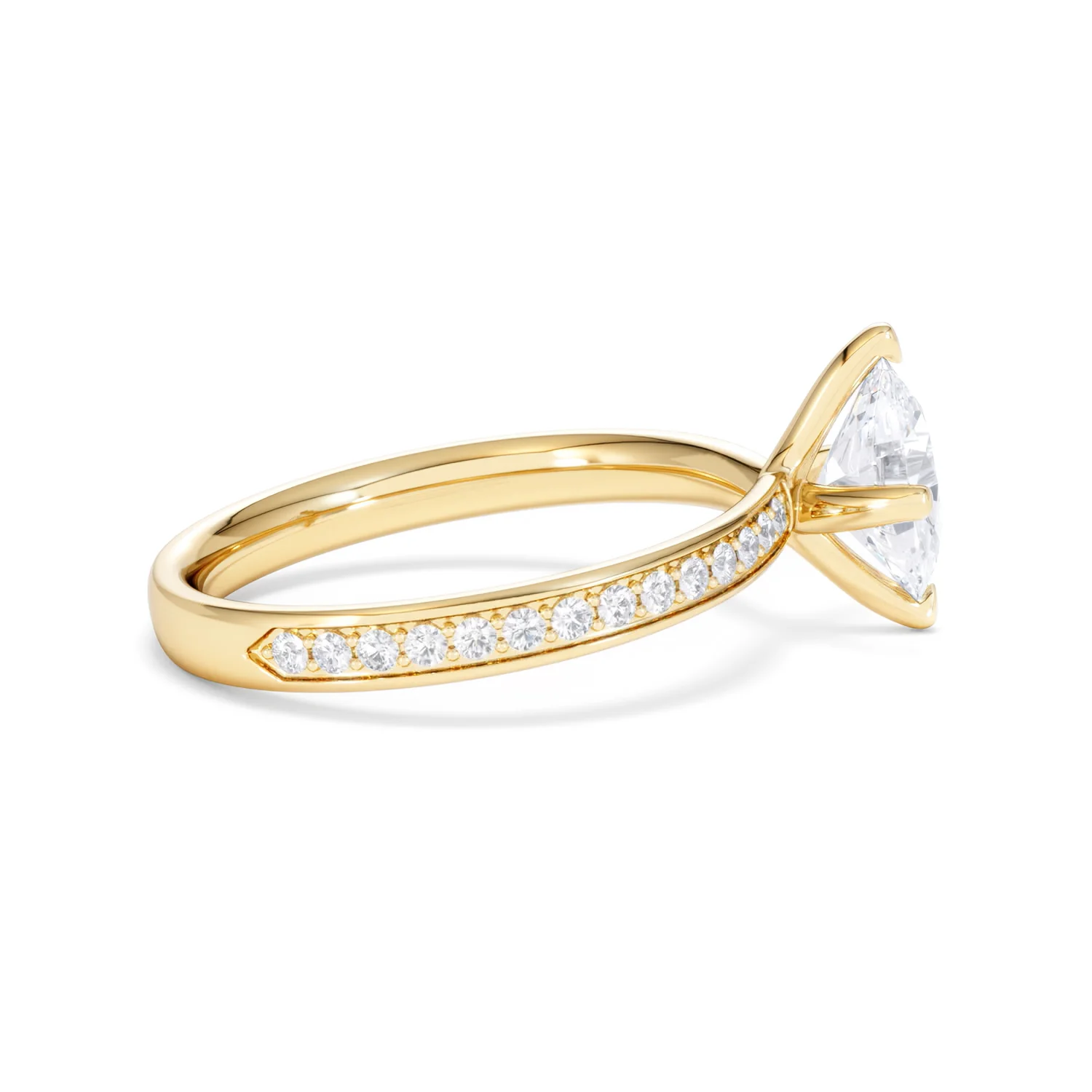 Origin Twist 1.00ct Oval Cut Lab Diamond Solitaire Engagement Ring with Side Stones in 18K Yellow Gold - Image 28