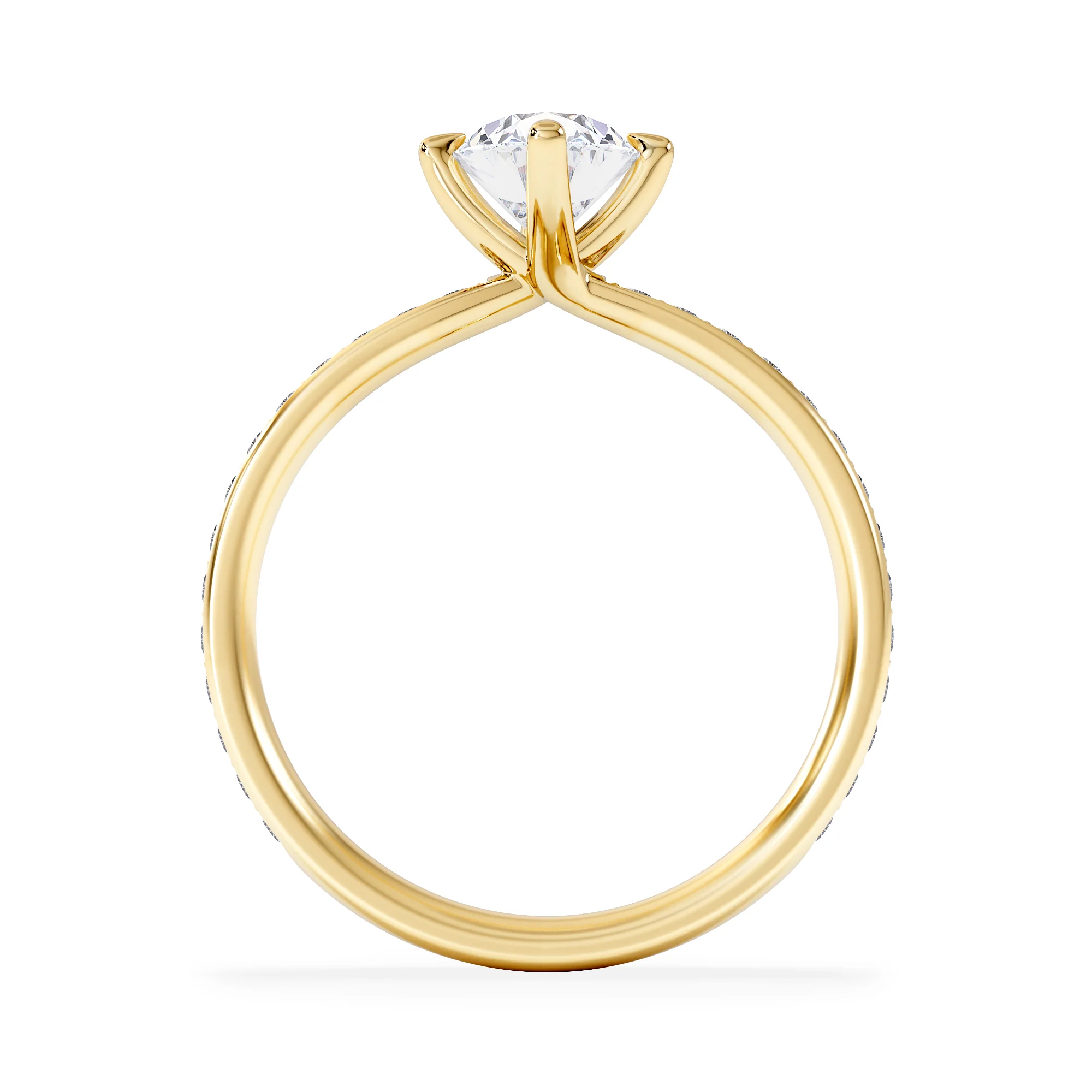 Origin Twist 1.00ct Oval Cut Lab Diamond Solitaire Engagement Ring with Side Stones in 18K Yellow Gold - Image 3