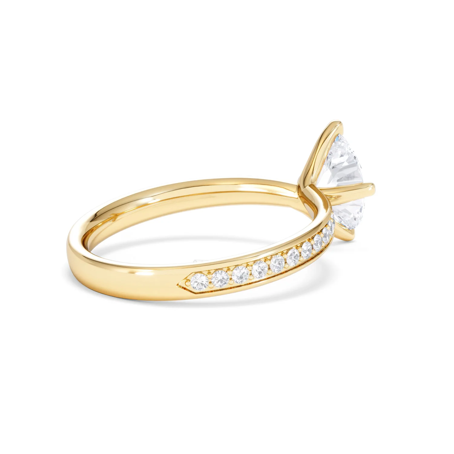 Origin Twist 1.00ct Oval Cut Lab Diamond Solitaire Engagement Ring with Side Stones in 18K Yellow Gold - Image 35