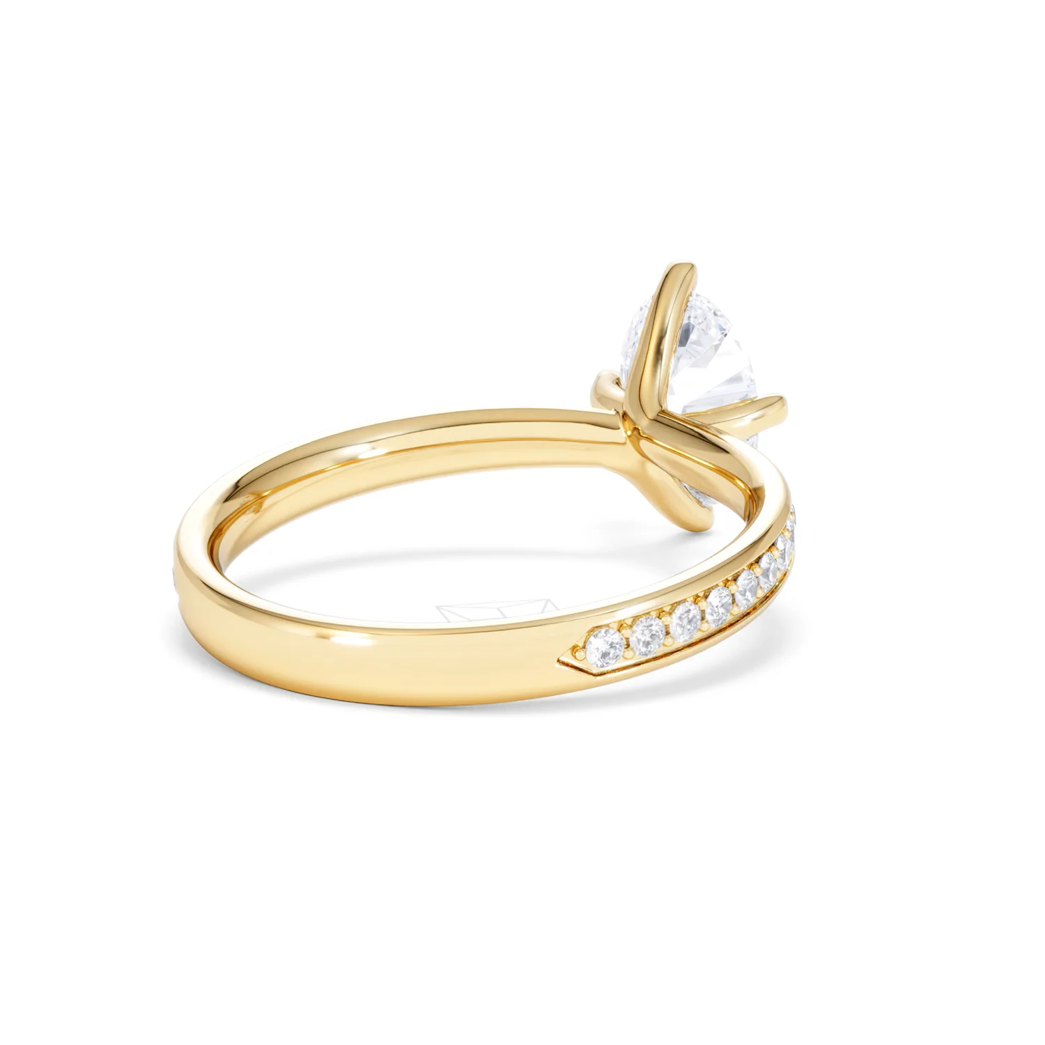 Origin Twist 1.00ct Oval Cut Lab Diamond Solitaire Engagement Ring with Side Stones in 18K Yellow Gold - Image 40