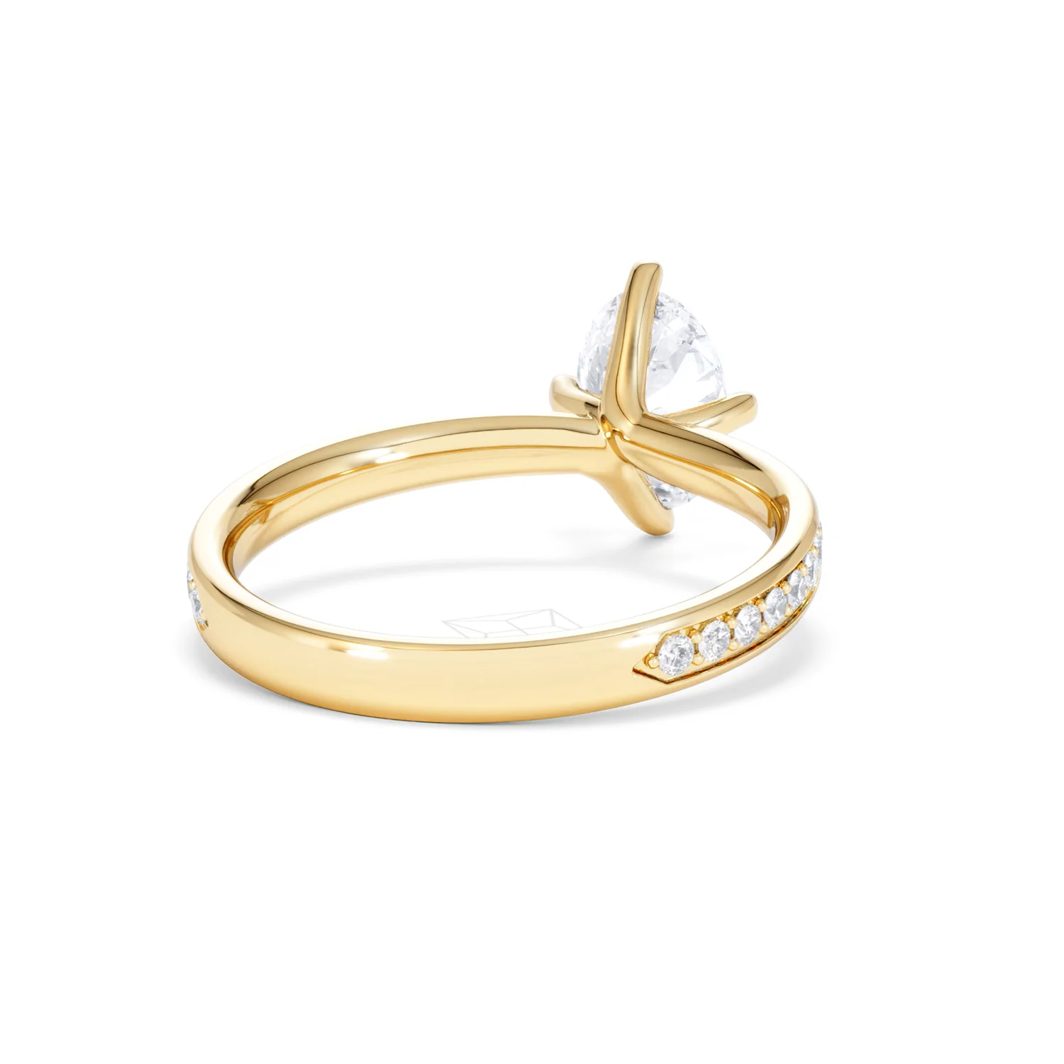 Origin Twist 1.00ct Oval Cut Lab Diamond Solitaire Engagement Ring with Side Stones in 18K Yellow Gold - Image 42