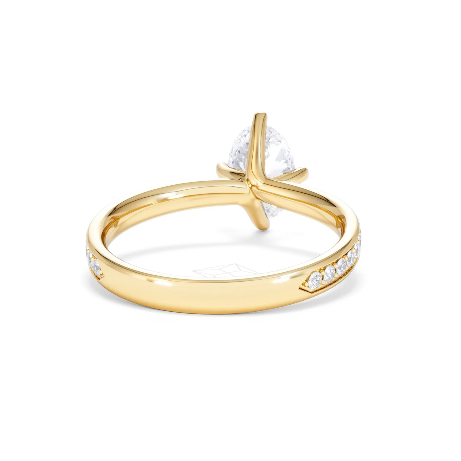 Origin Twist 1.00ct Oval Cut Lab Diamond Solitaire Engagement Ring with Side Stones in 18K Yellow Gold - Image 44