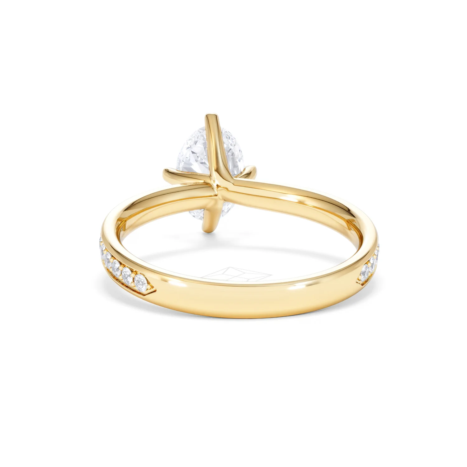 Origin Twist 1.00ct Oval Cut Lab Diamond Solitaire Engagement Ring with Side Stones in 18K Yellow Gold - Image 49