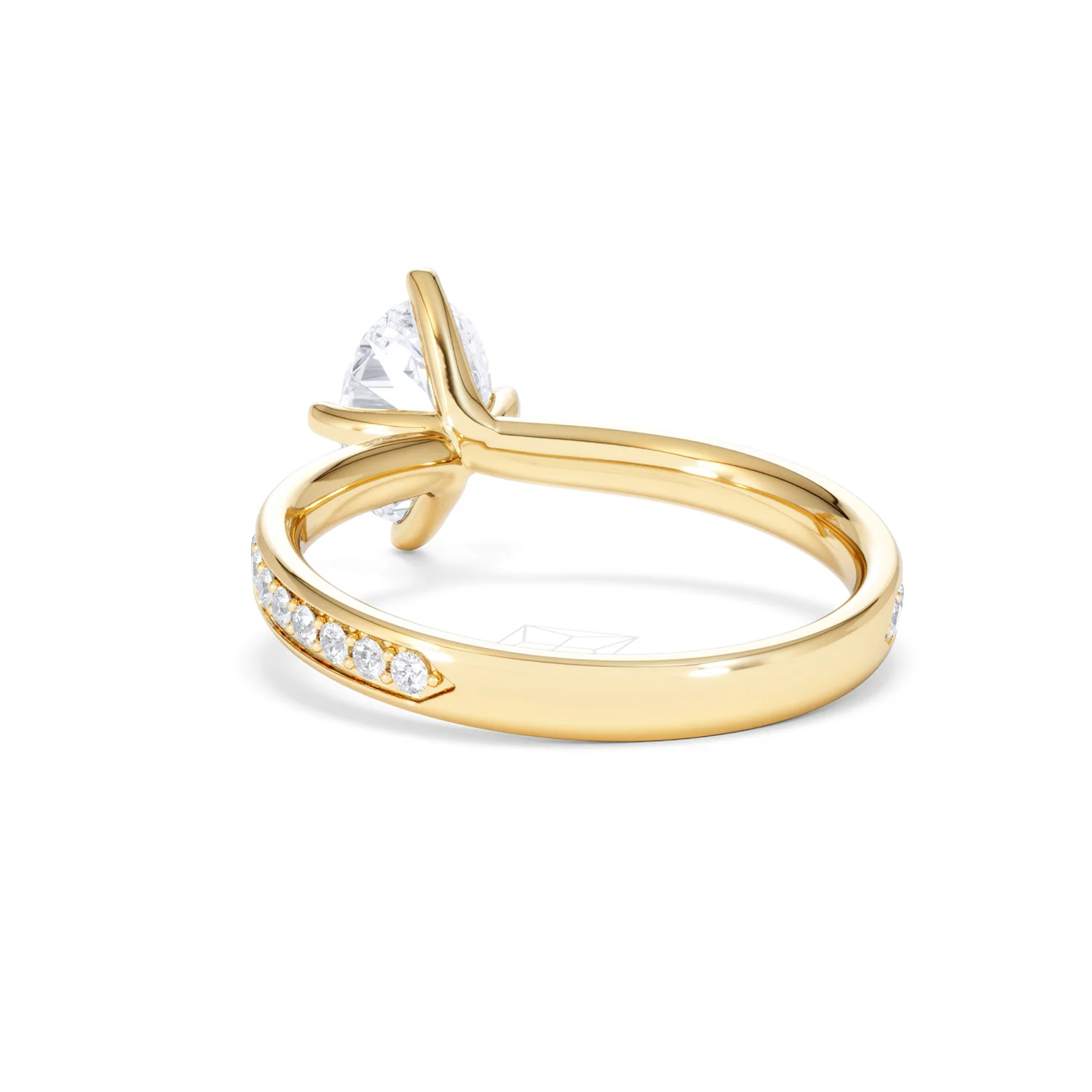 Origin Twist 1.00ct Oval Cut Lab Diamond Solitaire Engagement Ring with Side Stones in 18K Yellow Gold - Image 52