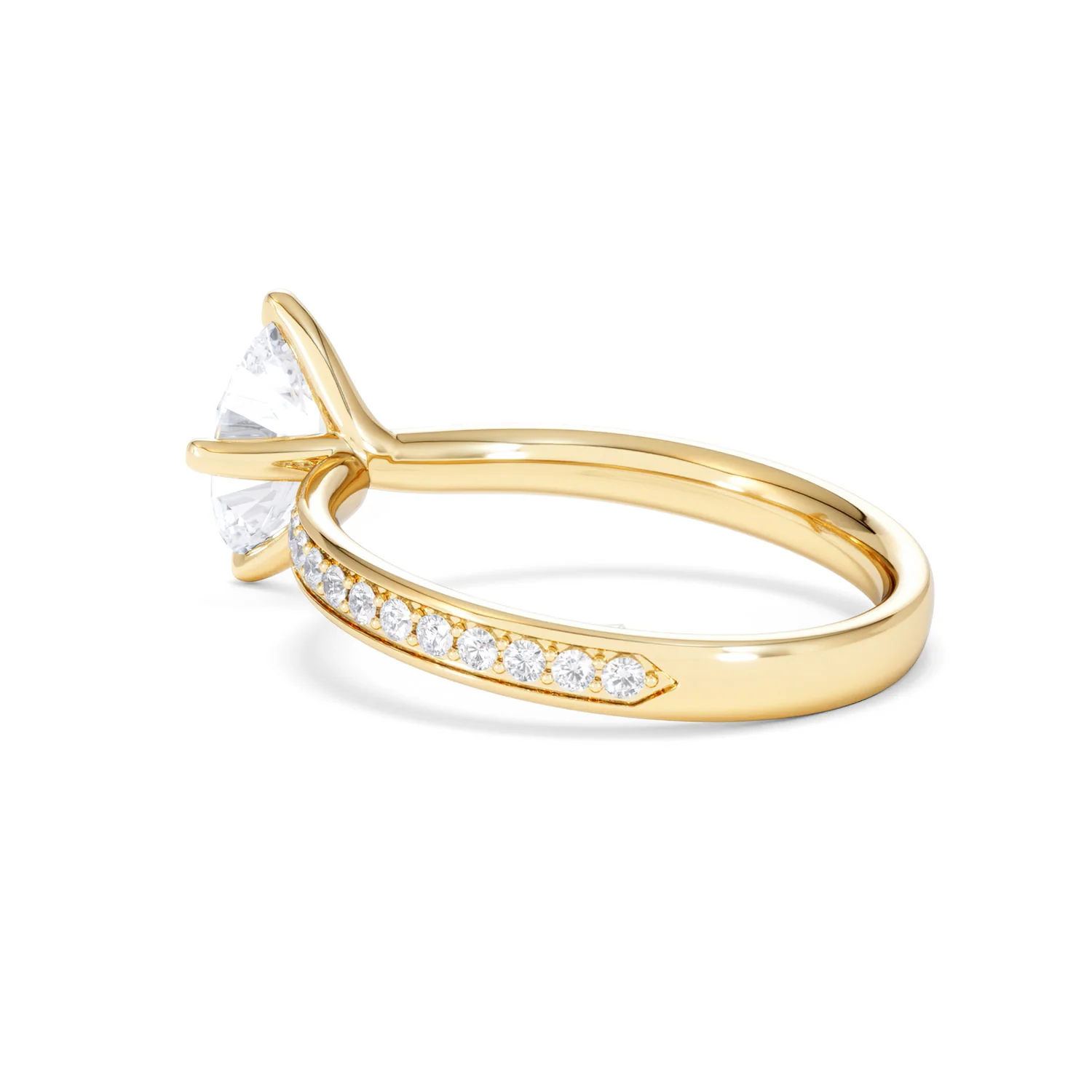 Origin Twist 1.00ct Oval Cut Lab Diamond Solitaire Engagement Ring with Side Stones in 18K Yellow Gold - Image 59