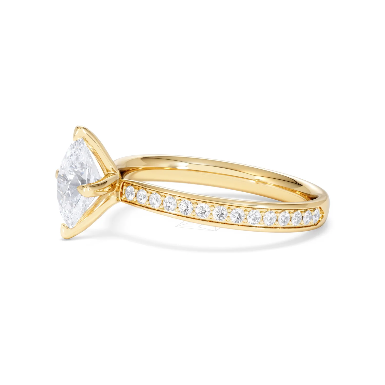 Origin Twist 1.00ct Oval Cut Lab Diamond Solitaire Engagement Ring with Side Stones in 18K Yellow Gold - Image 72