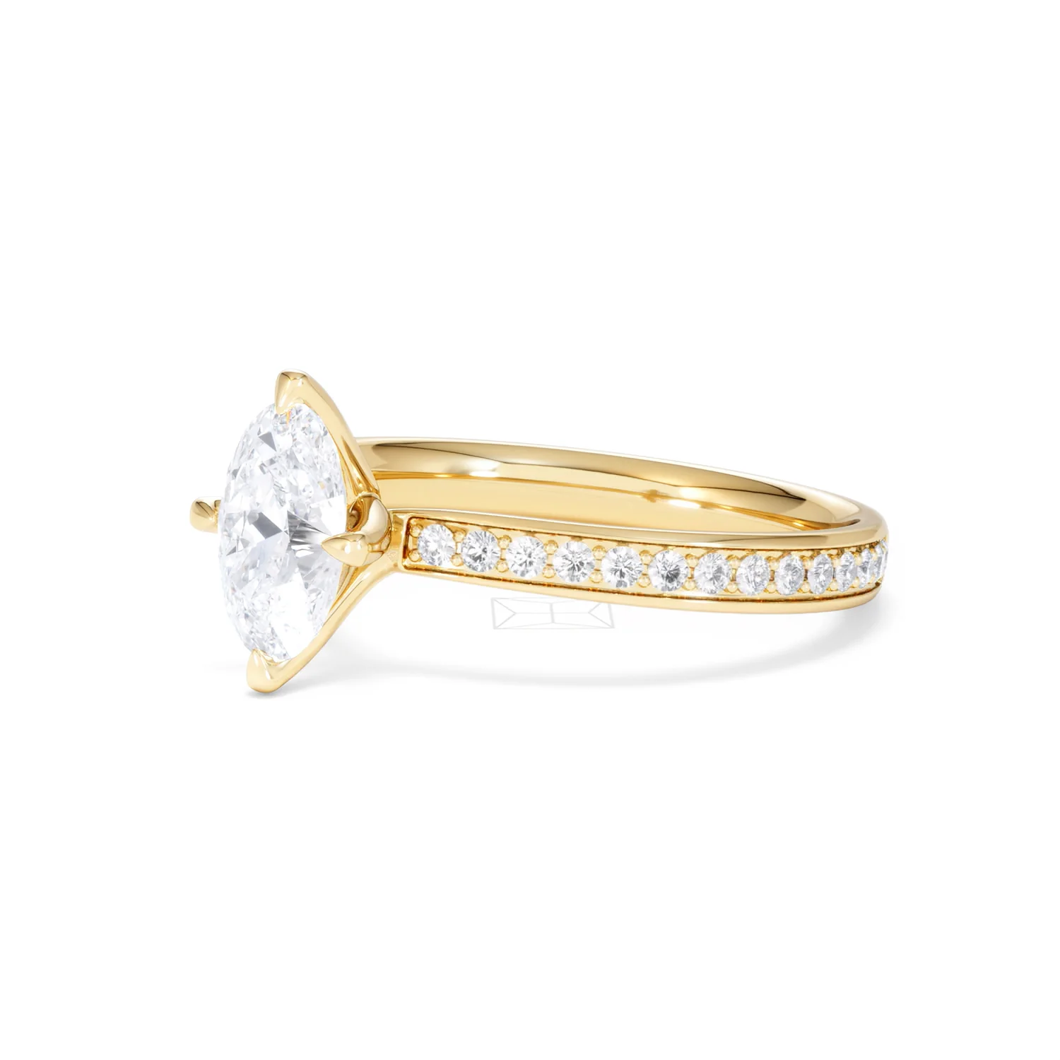Origin Twist 1.00ct Oval Cut Lab Diamond Solitaire Engagement Ring with Side Stones in 18K Yellow Gold - Image 77