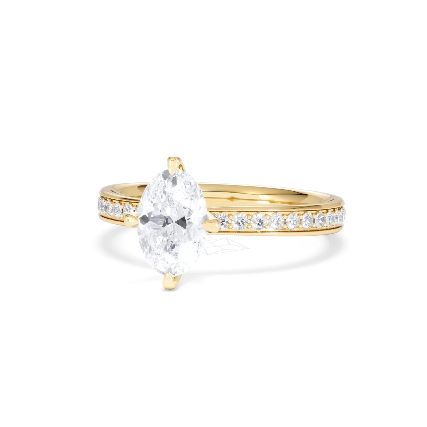 Origin Twist 1.00ct Oval Cut Lab Diamond Solitaire Engagement Ring with Side Stones in 18K Yellow Gold - Image 83