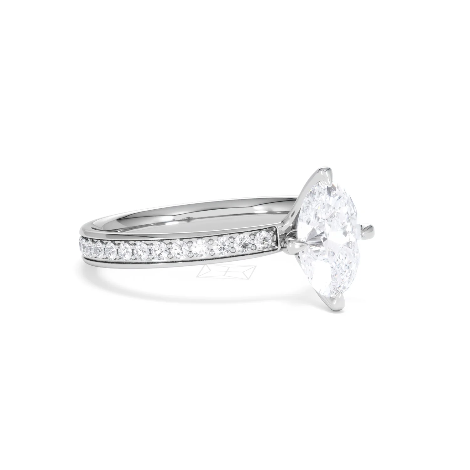 Origin Twist 1.00ct Oval Cut Lab Diamond Solitaire Engagement Ring with Side Stones in Platinum - Image 15