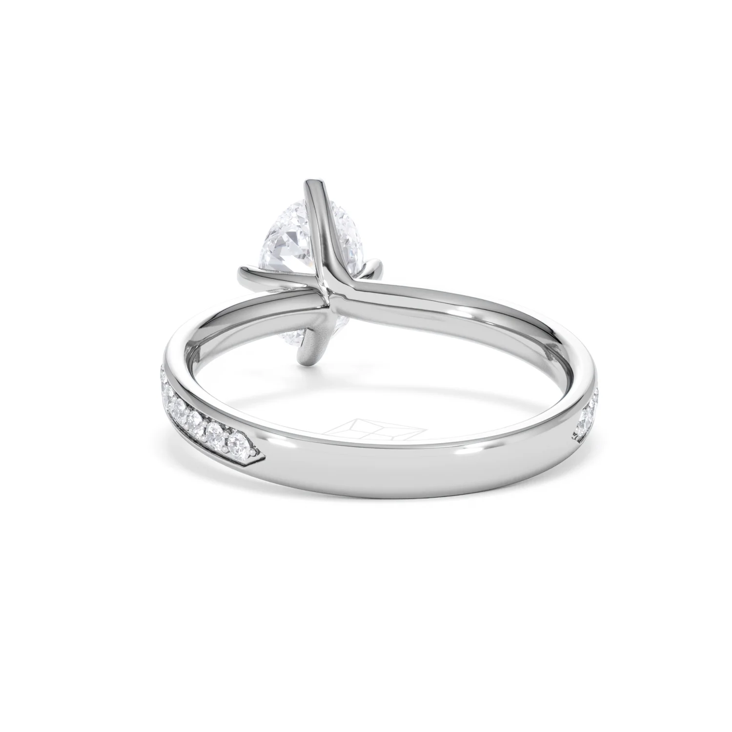 Origin Twist 1.00ct Oval Cut Lab Diamond Solitaire Engagement Ring with Side Stones in Platinum - Image 50