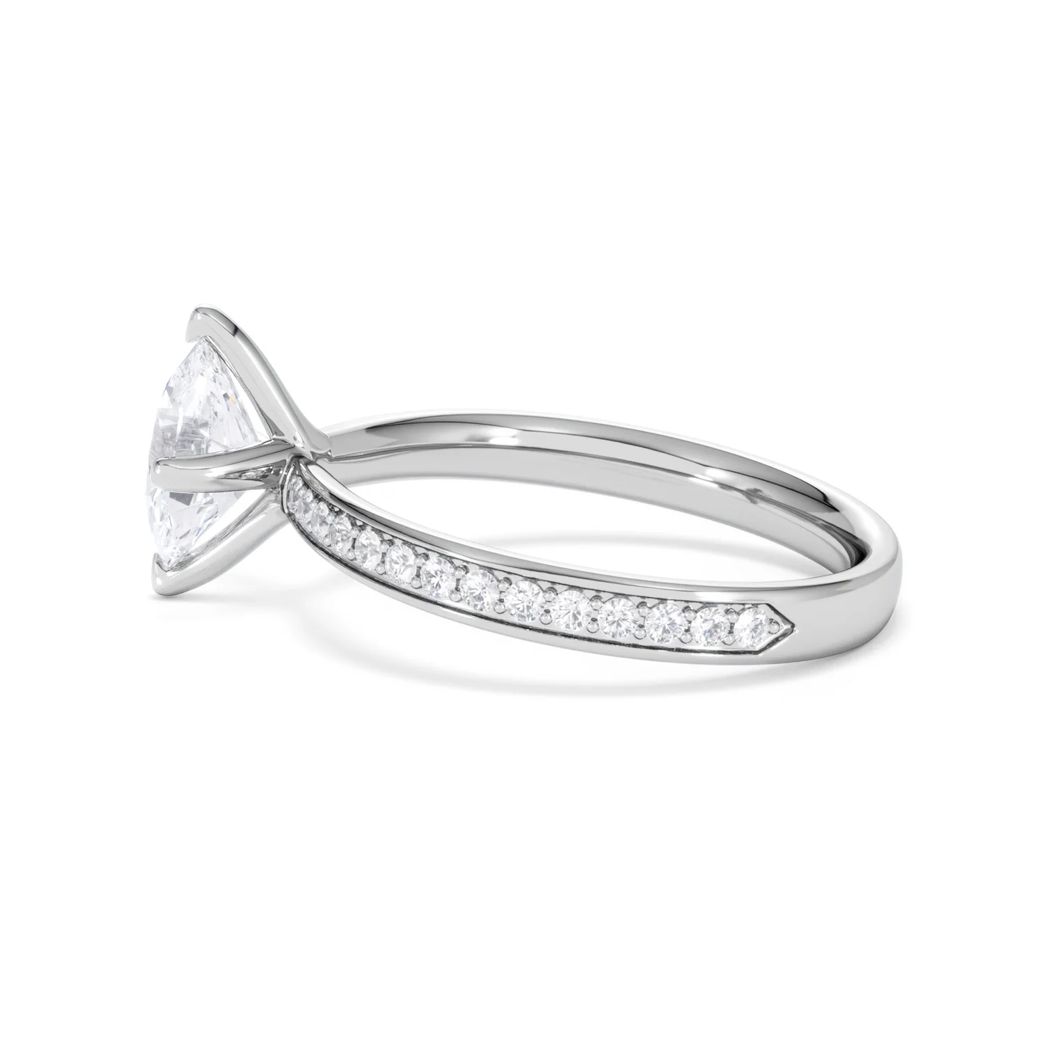 Origin Twist 1.00ct Oval Cut Lab Diamond Solitaire Engagement Ring with Side Stones in Platinum - Image 65