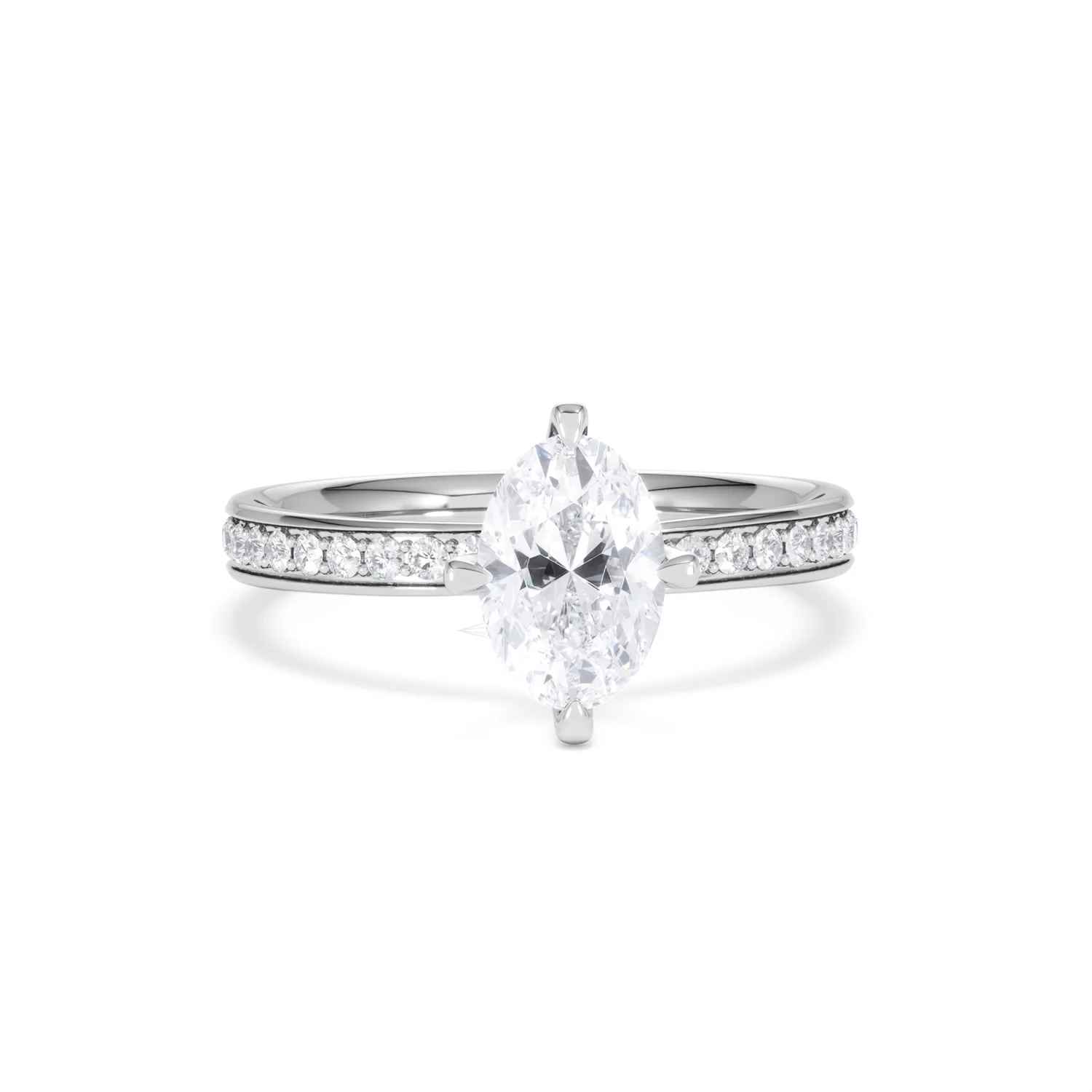 Origin Twist 1.00ct Oval Cut Lab Diamond Solitaire Engagement Ring with Side Stones in Platinum - Image 8