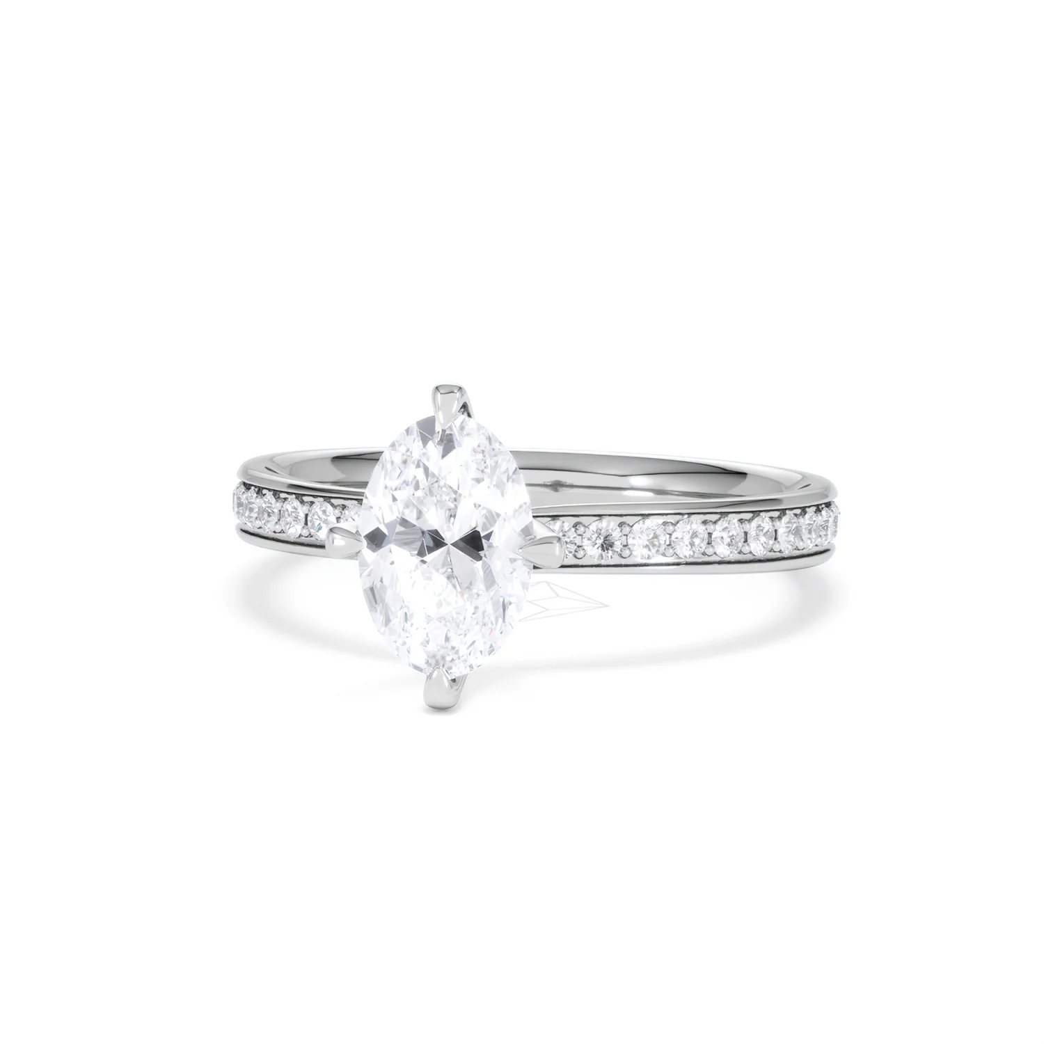 Origin Twist 1.00ct Oval Cut Lab Diamond Solitaire Engagement Ring with Side Stones in Platinum - Image 84