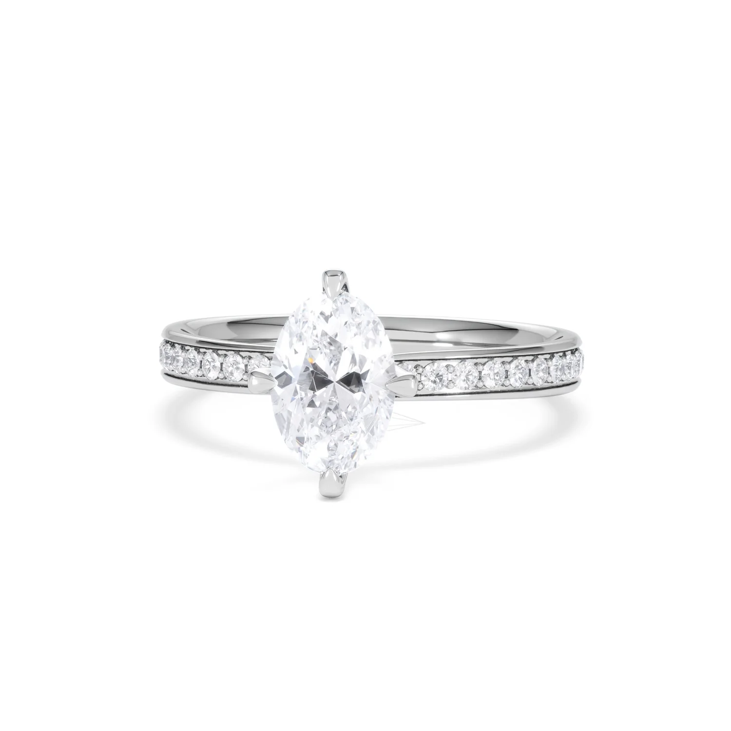 Origin Twist 1.00ct Oval Cut Lab Diamond Solitaire Engagement Ring with Side Stones in Platinum - Image 85