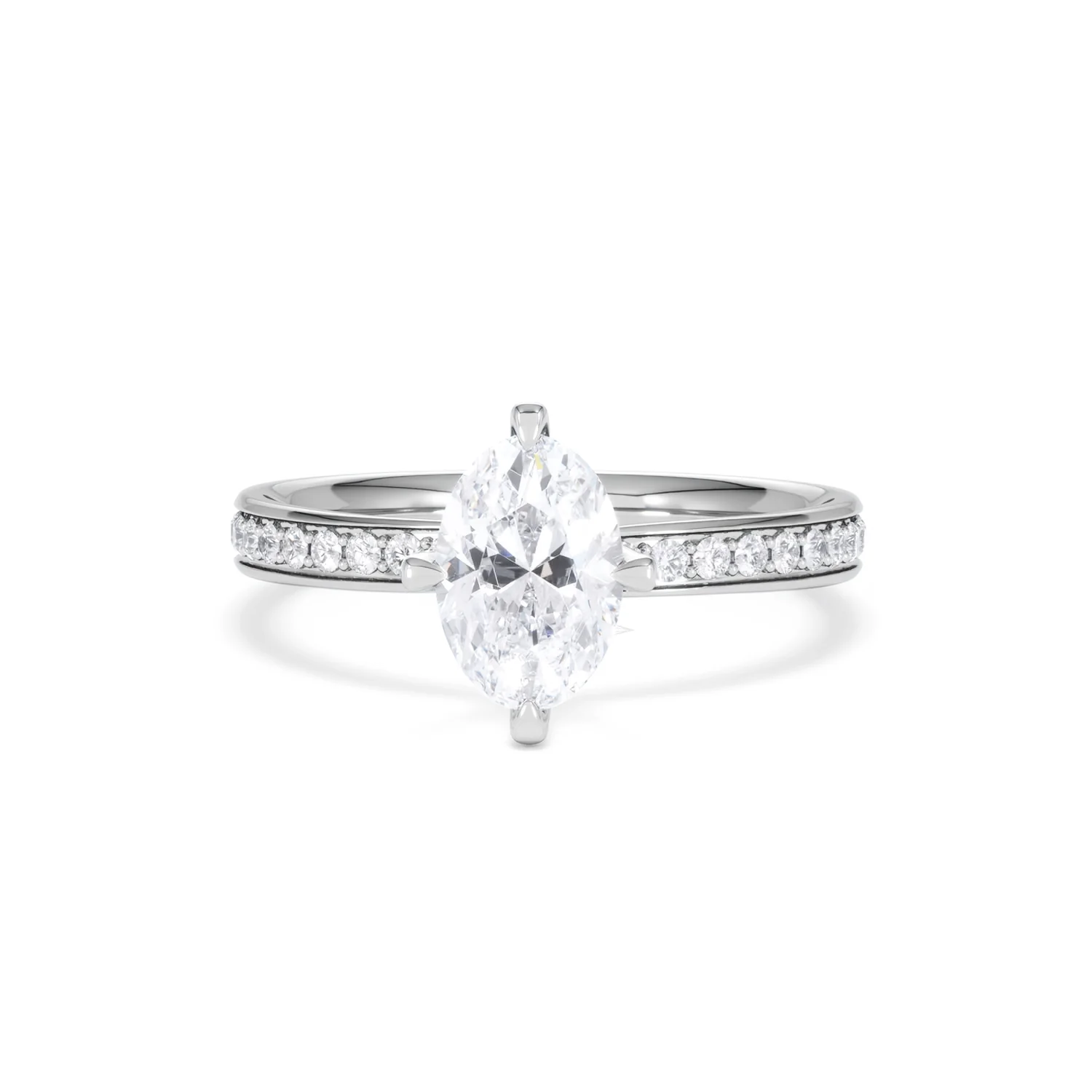 Origin Twist 1.00ct Oval Cut Lab Diamond Solitaire Engagement Ring with Side Stones in Platinum - Image 86