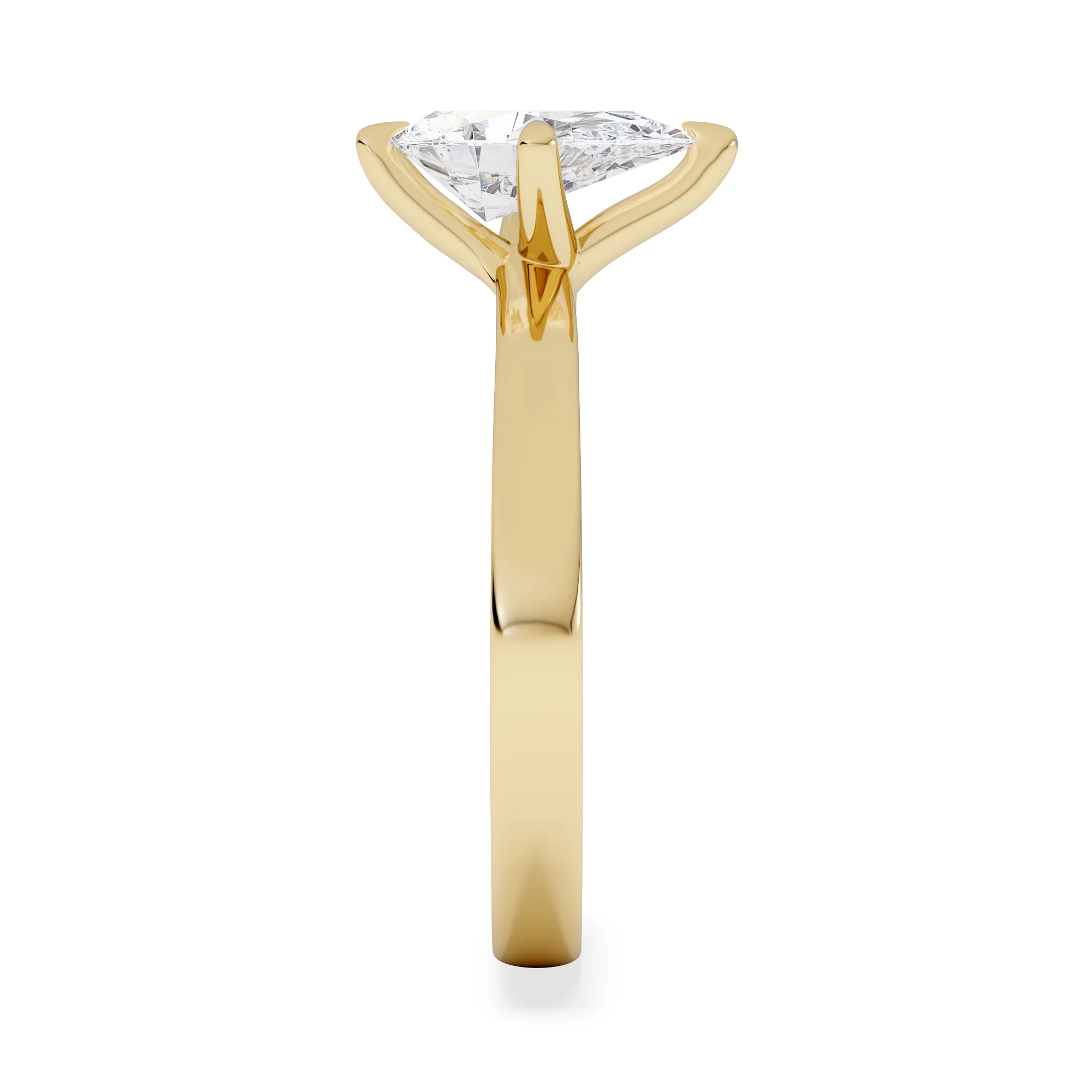 Origin Twist 1.00ct Pear Cut Lab Diamond Solitaire Engagement Ring in 18K Yellow Gold - Image 5