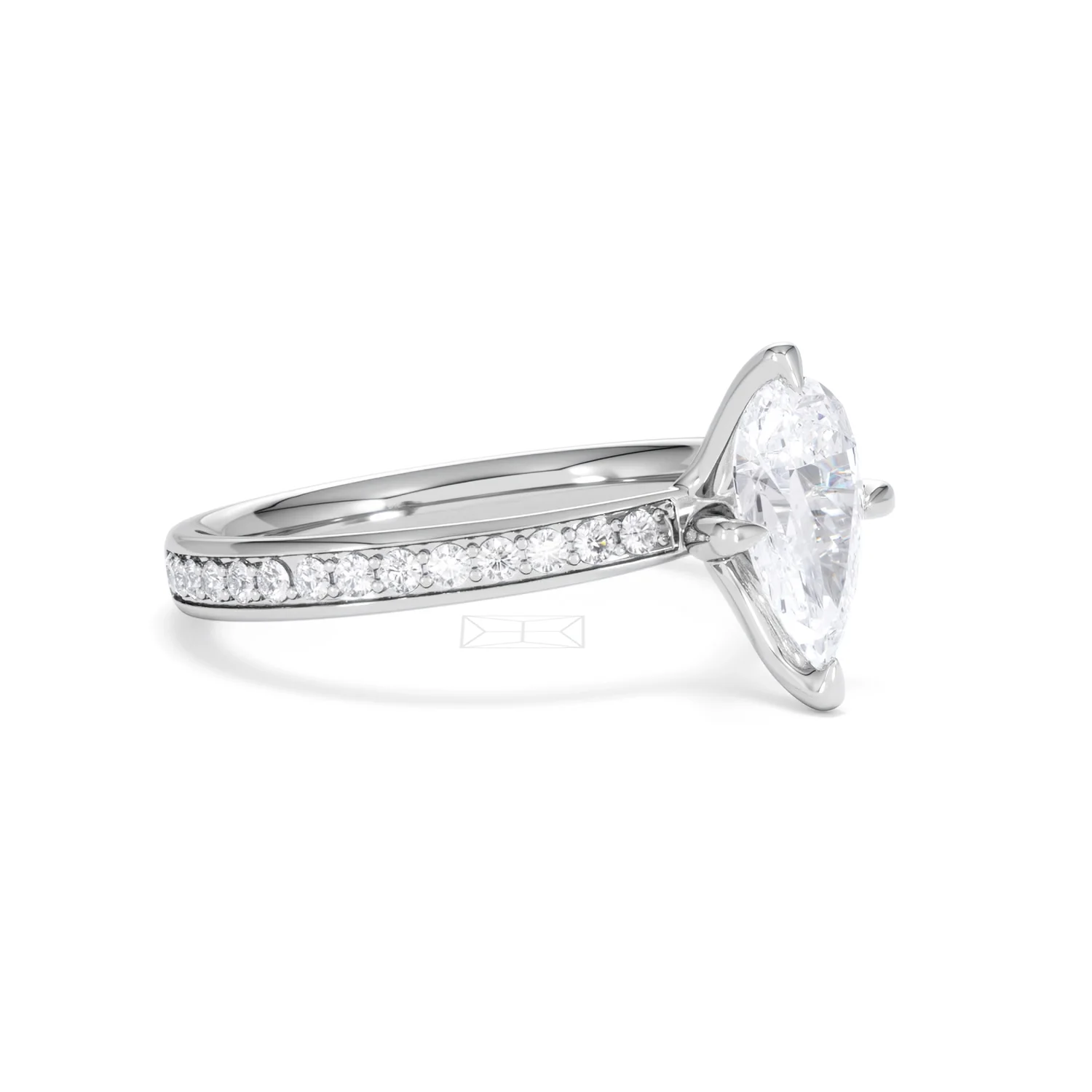 Origin Twist 1.00ct Pear Cut Lab Diamond Solitaire Engagement Ring with Side Stones in 18K White Gold - Image 17