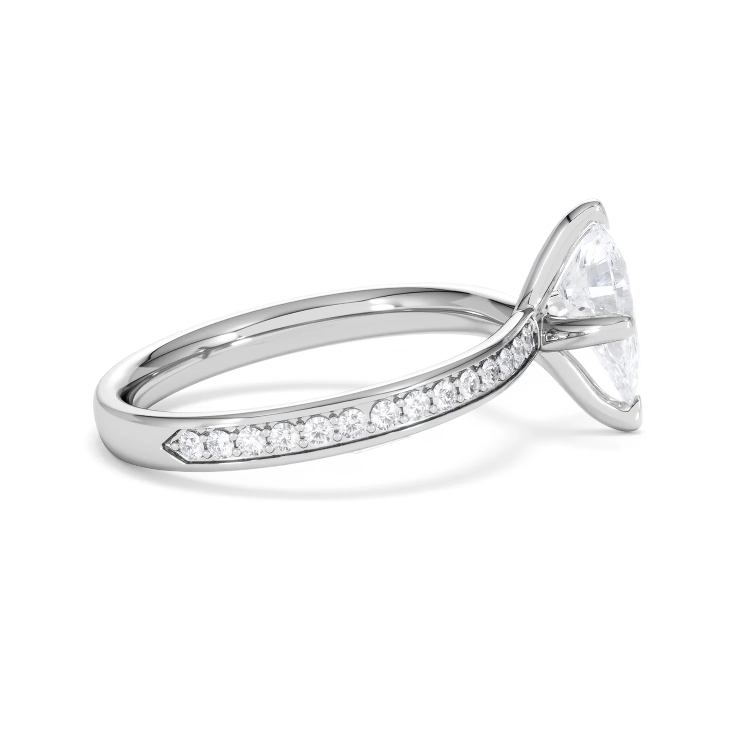 Origin Twist 1.00ct Pear Cut Lab Diamond Solitaire Engagement Ring with Side Stones in 18K White Gold - Image 28