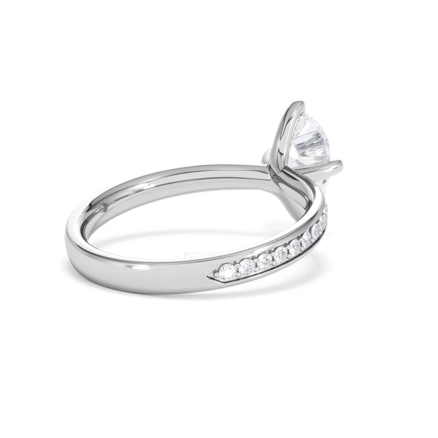Origin Twist 1.00ct Pear Cut Lab Diamond Solitaire Engagement Ring with Side Stones in 18K White Gold - Image 38
