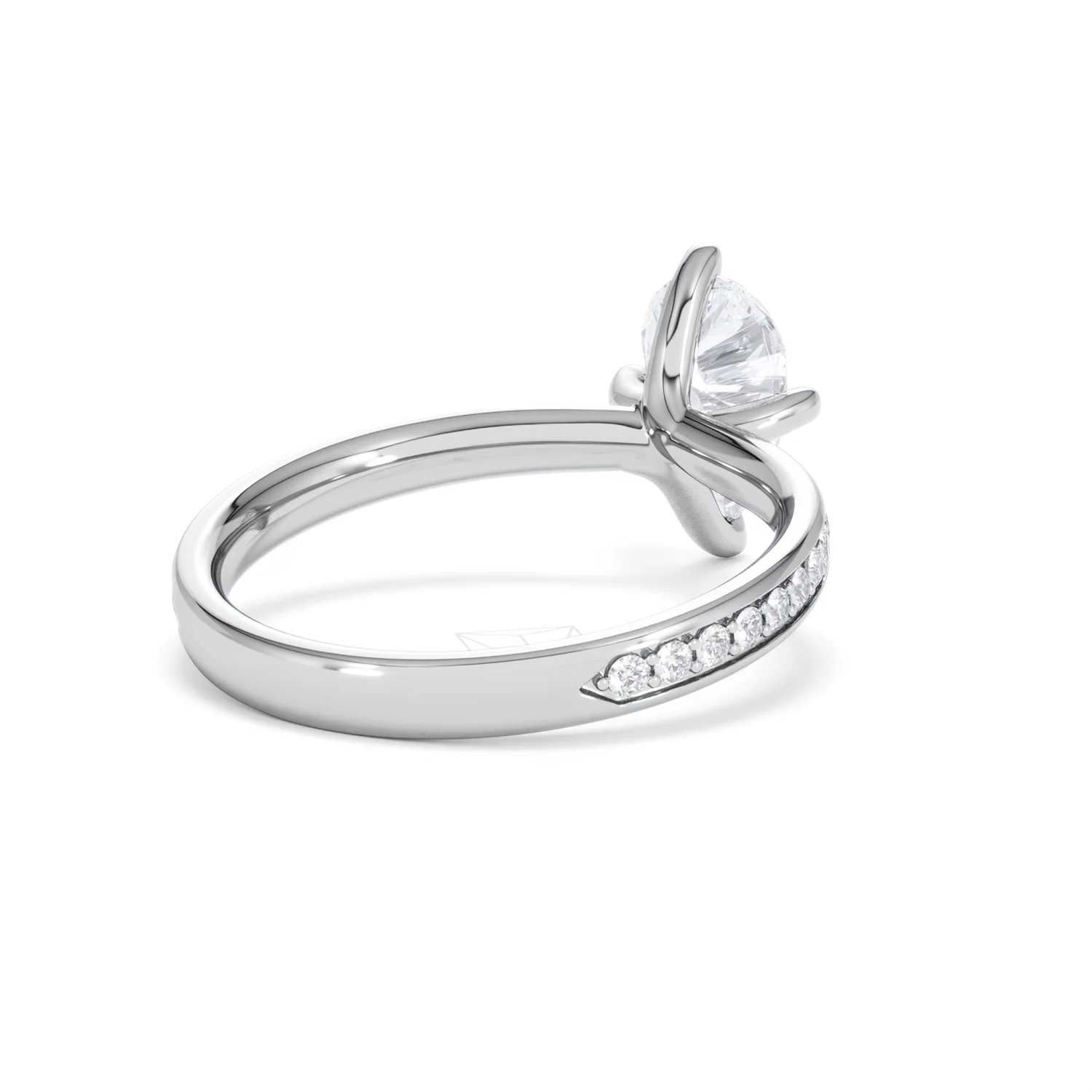 Origin Twist 1.00ct Pear Cut Lab Diamond Solitaire Engagement Ring with Side Stones in 18K White Gold - Image 40