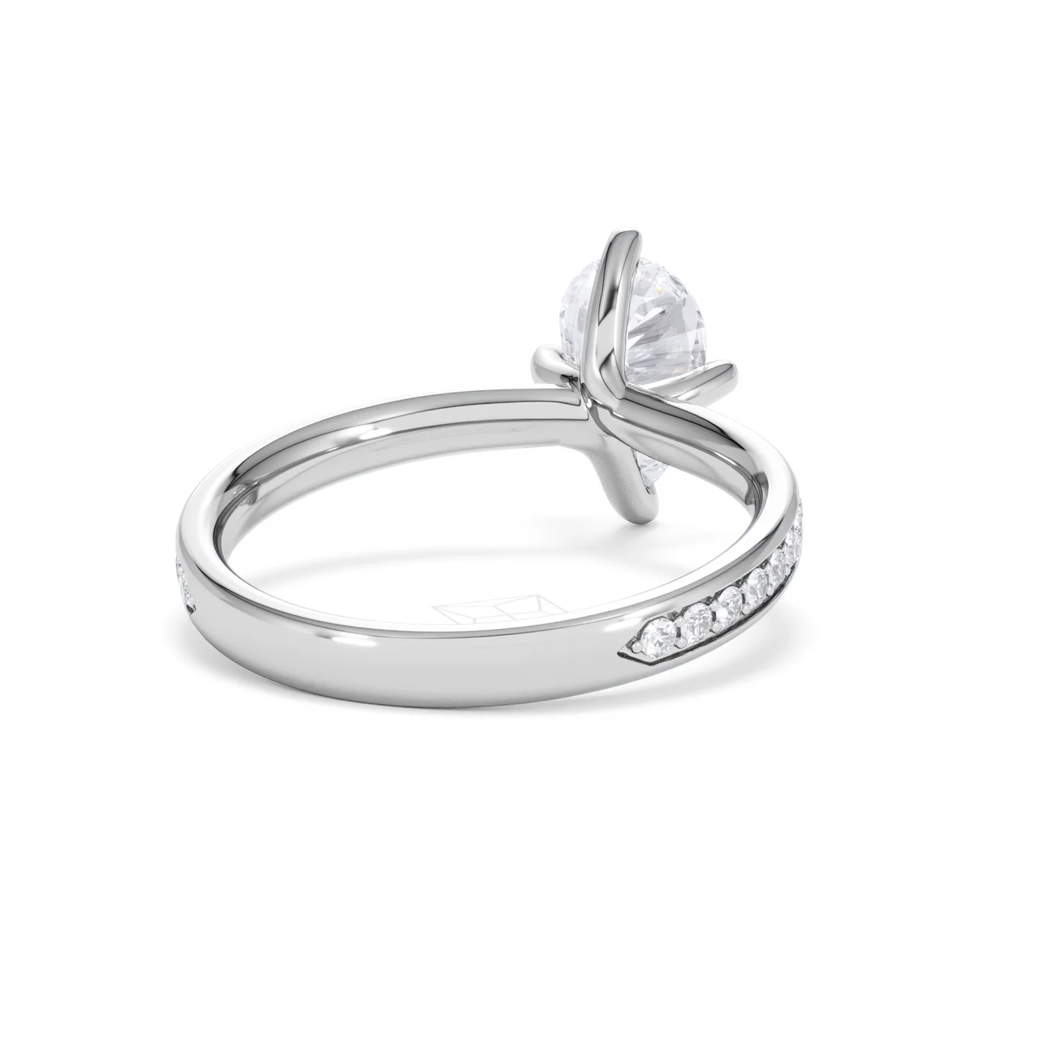 Origin Twist 1.00ct Pear Cut Lab Diamond Solitaire Engagement Ring with Side Stones in 18K White Gold - Image 42