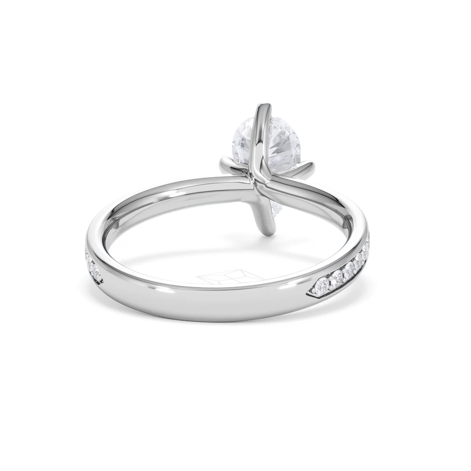 Origin Twist 1.00ct Pear Cut Lab Diamond Solitaire Engagement Ring with Side Stones in 18K White Gold - Image 44